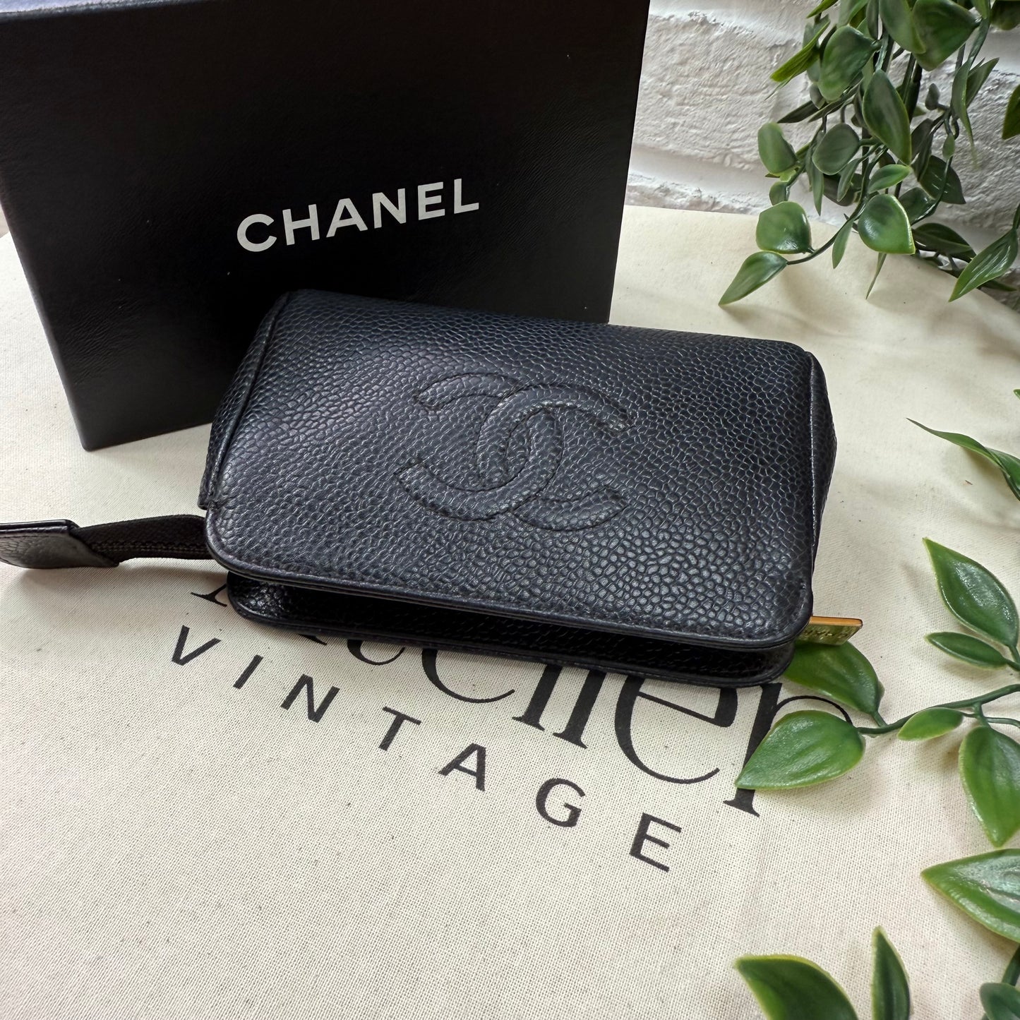 Chanel 2000 Black Caviar Leather Pouch