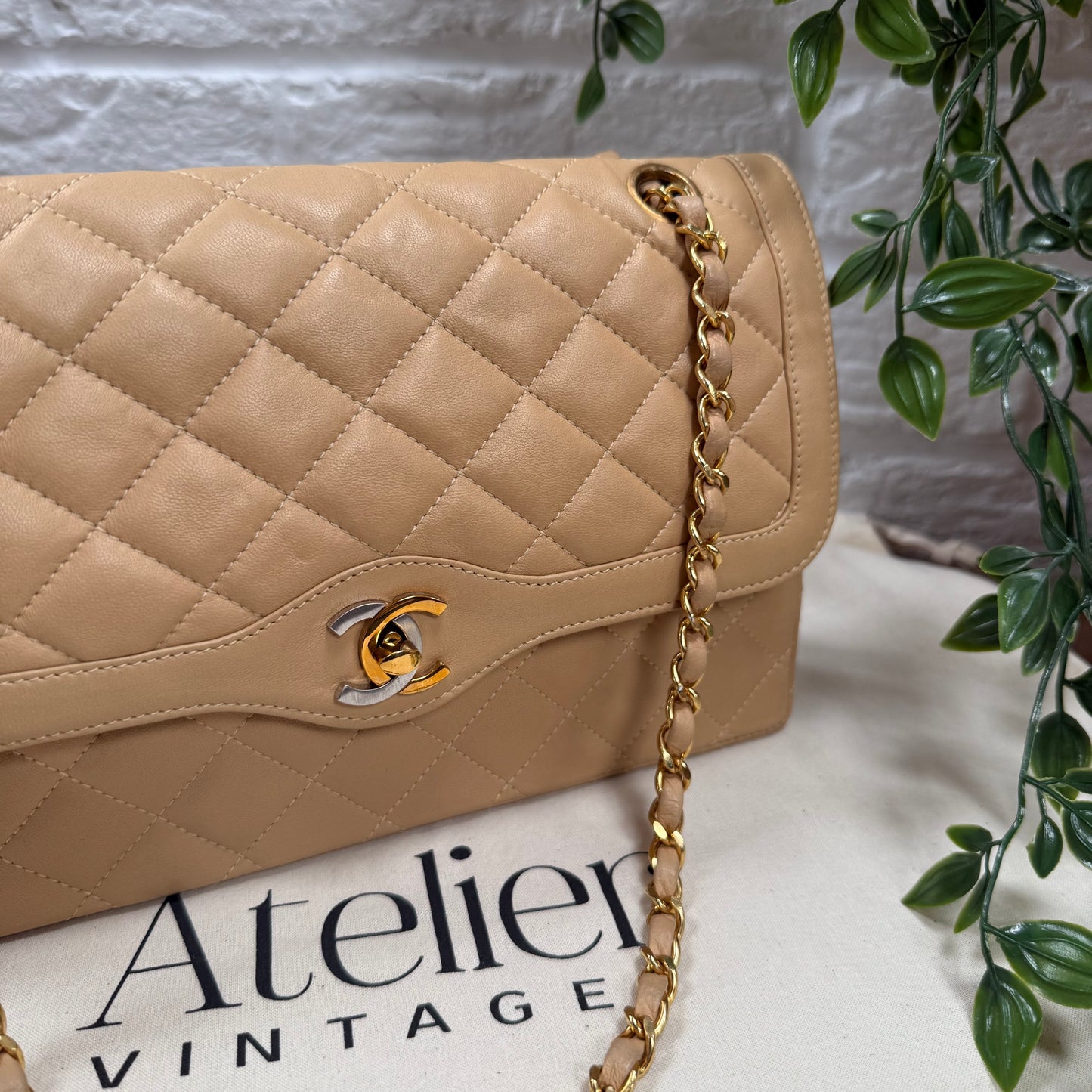 Chanel 1991 Dark Beige Paris Limited Edition Double Flap Medium