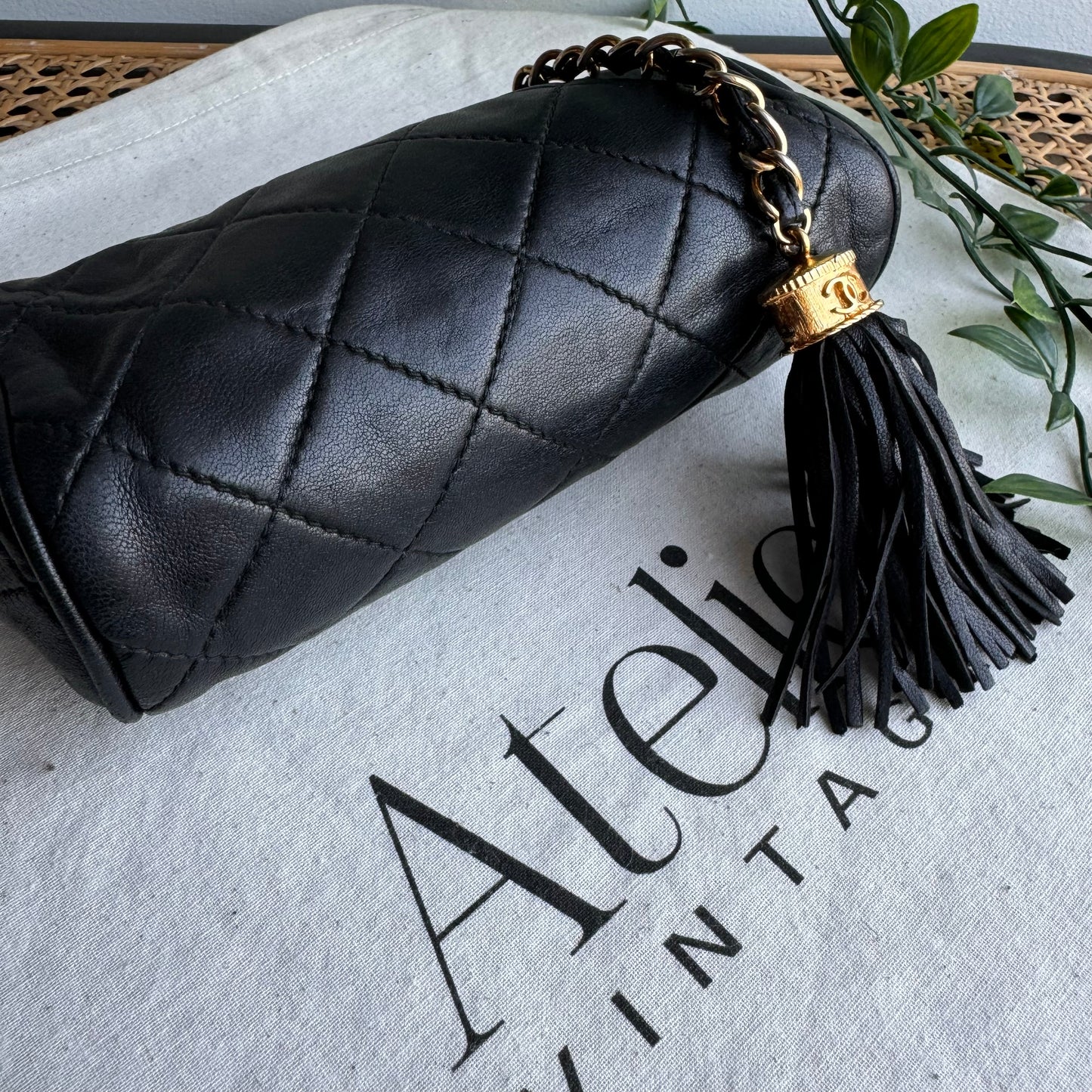 Chanel early 1990s Lambskin Tassel Pouch/Clutch
