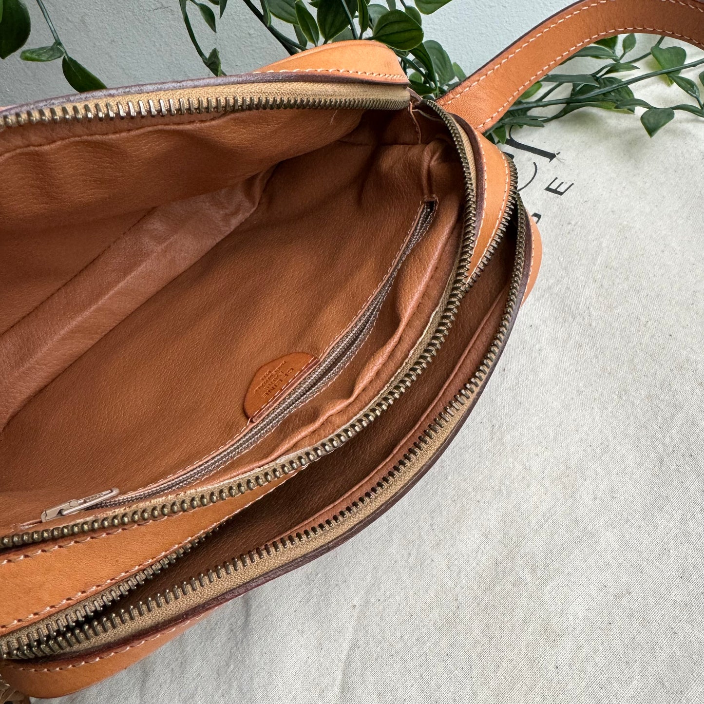 Celine Macadam Brown Double Zip Shoulder Bag