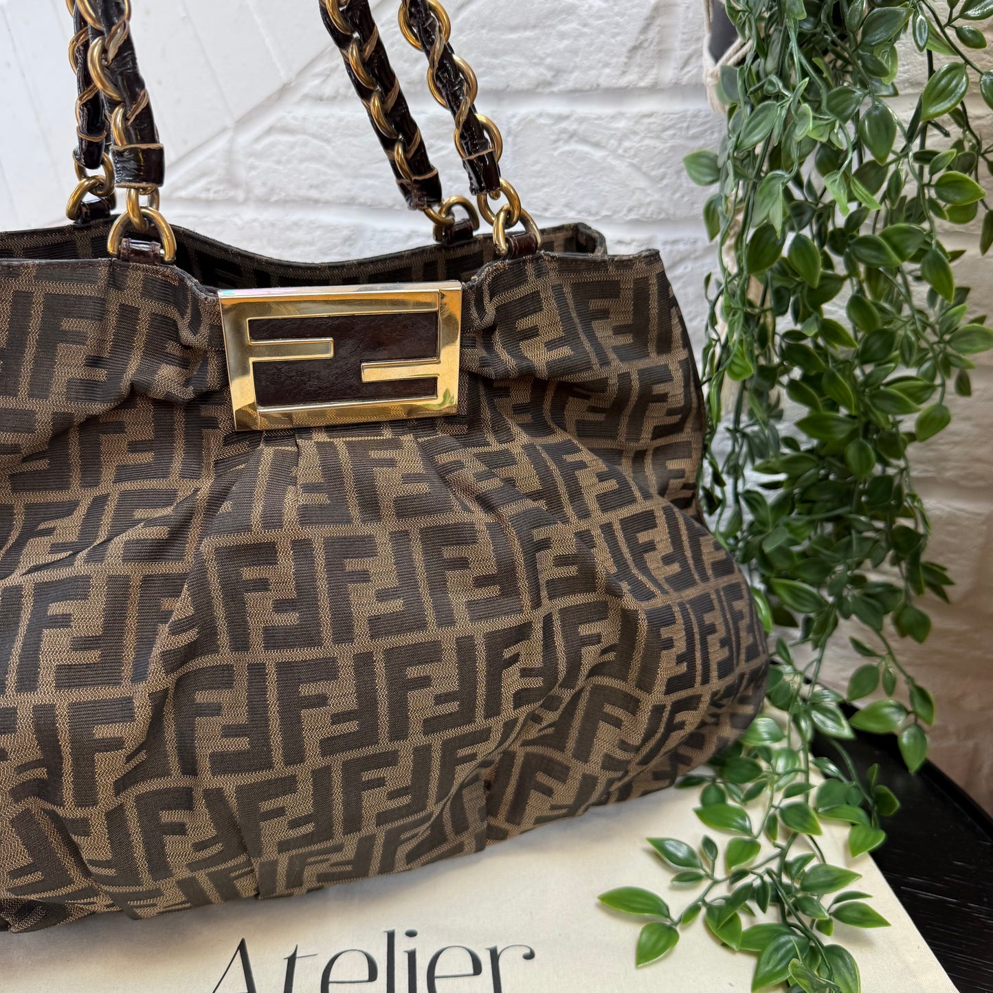 Fendi 1990s Mia Zucca Print Chain Strap Tote