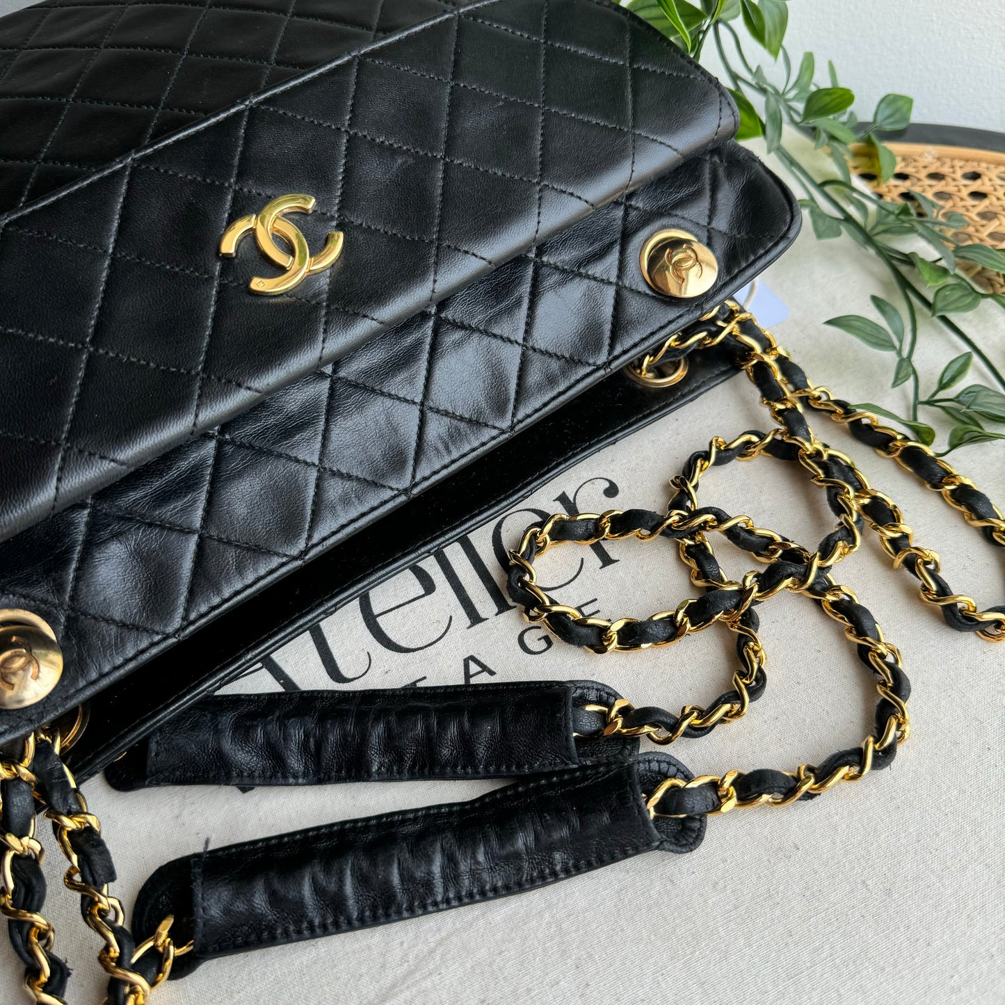 Chanel 1986 Lambskin Double Chain Timeless Tote