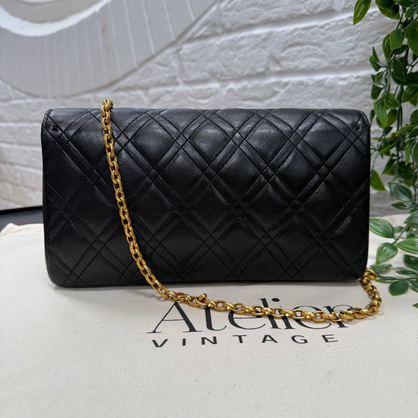 Chanel Rare 1986 Double Diamond Quilted Bijoux Chain Classic Rectangle