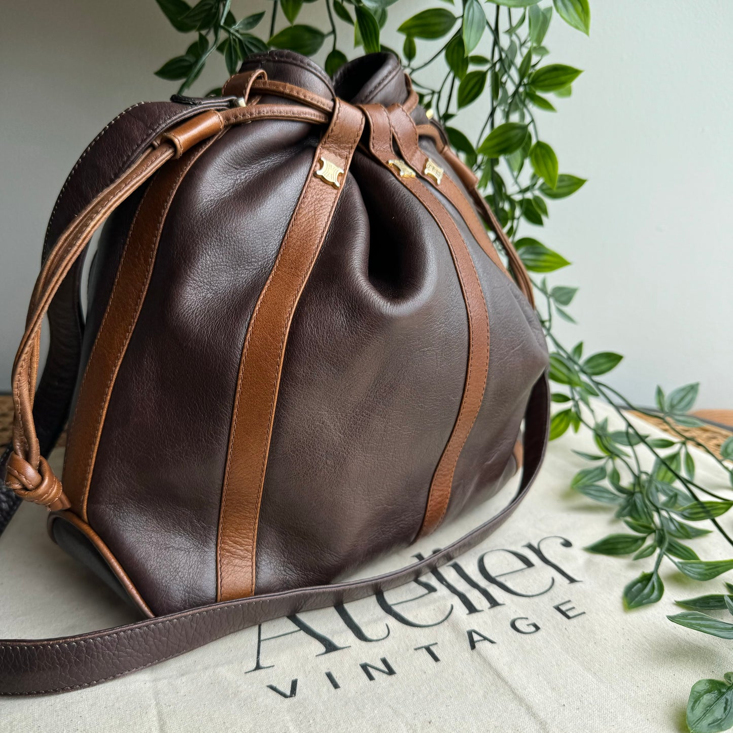 Celine 1980s Triomphe Bucket Bag