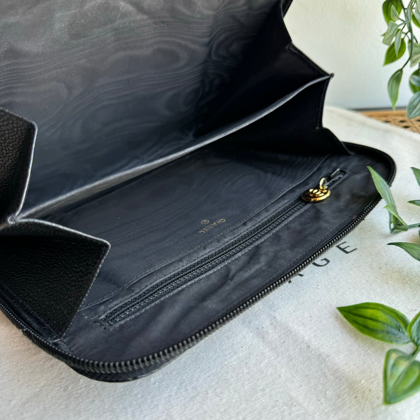 Chanel 1994 Caviar Clutch/ Pouch with CC Zip Charm