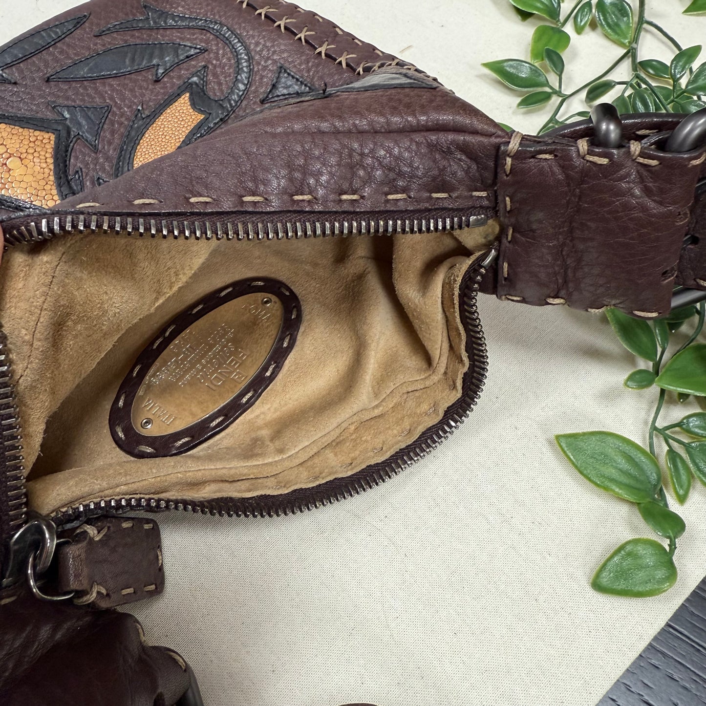 Fendi 1990s Rare Oyster In Stingray & Leather