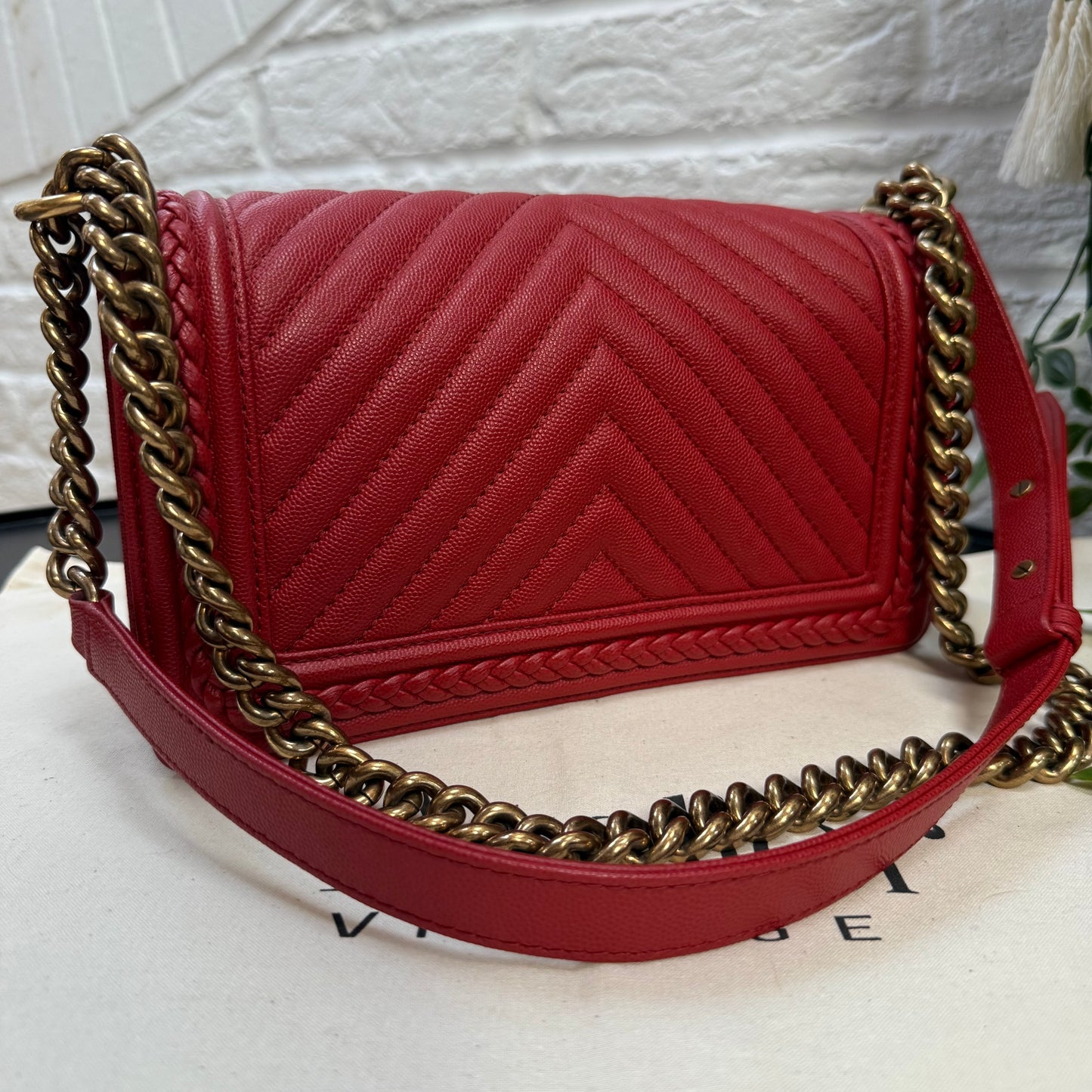 Chanel 2018 Rare Le Boy Caviar Leather Chevron & Braided Trim