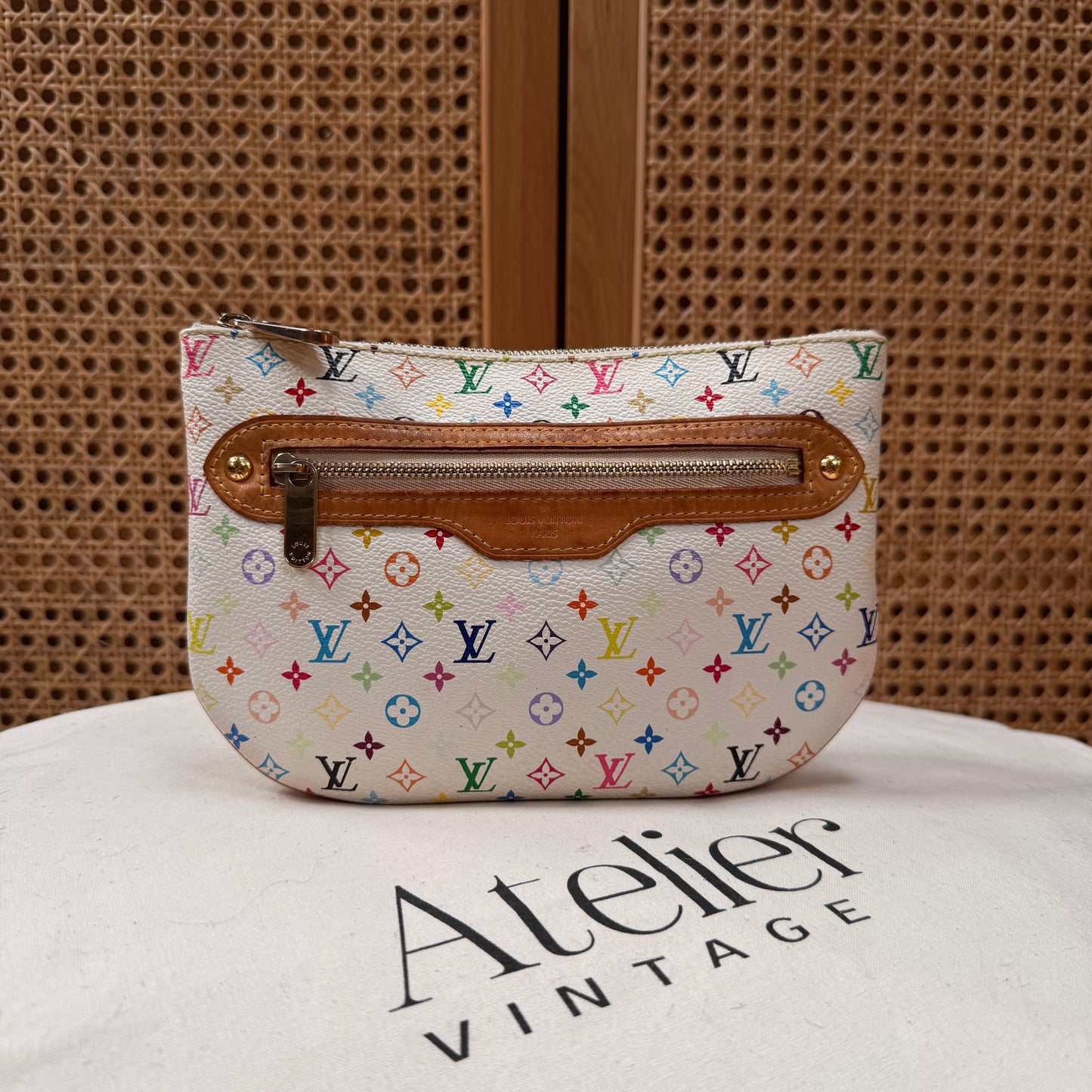 Louis Vuitton 2002 Rare Large Murakami Pouch in white multicolor