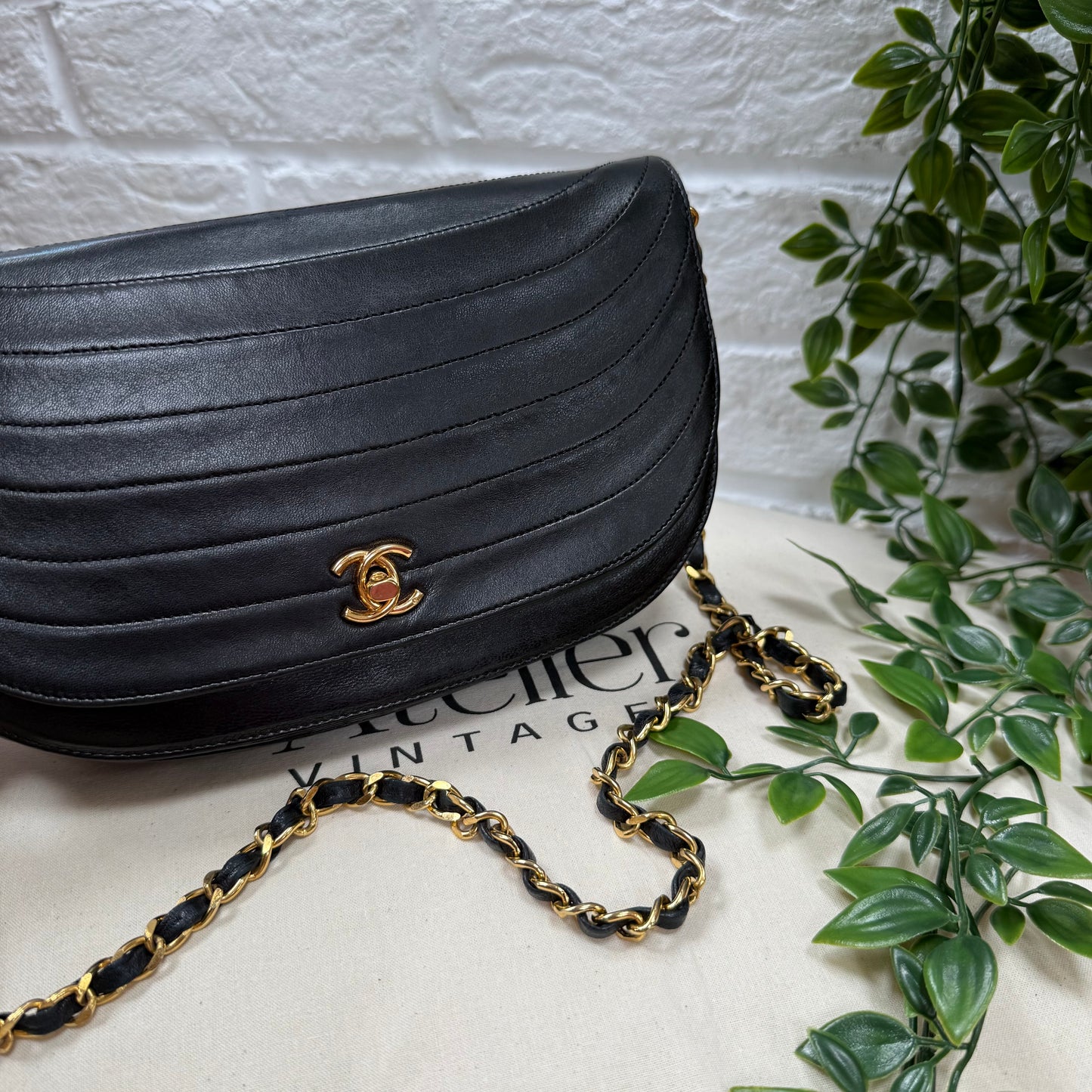 Chanel Early 1980s Quilted Half Moon CC Turnlock Single Flap