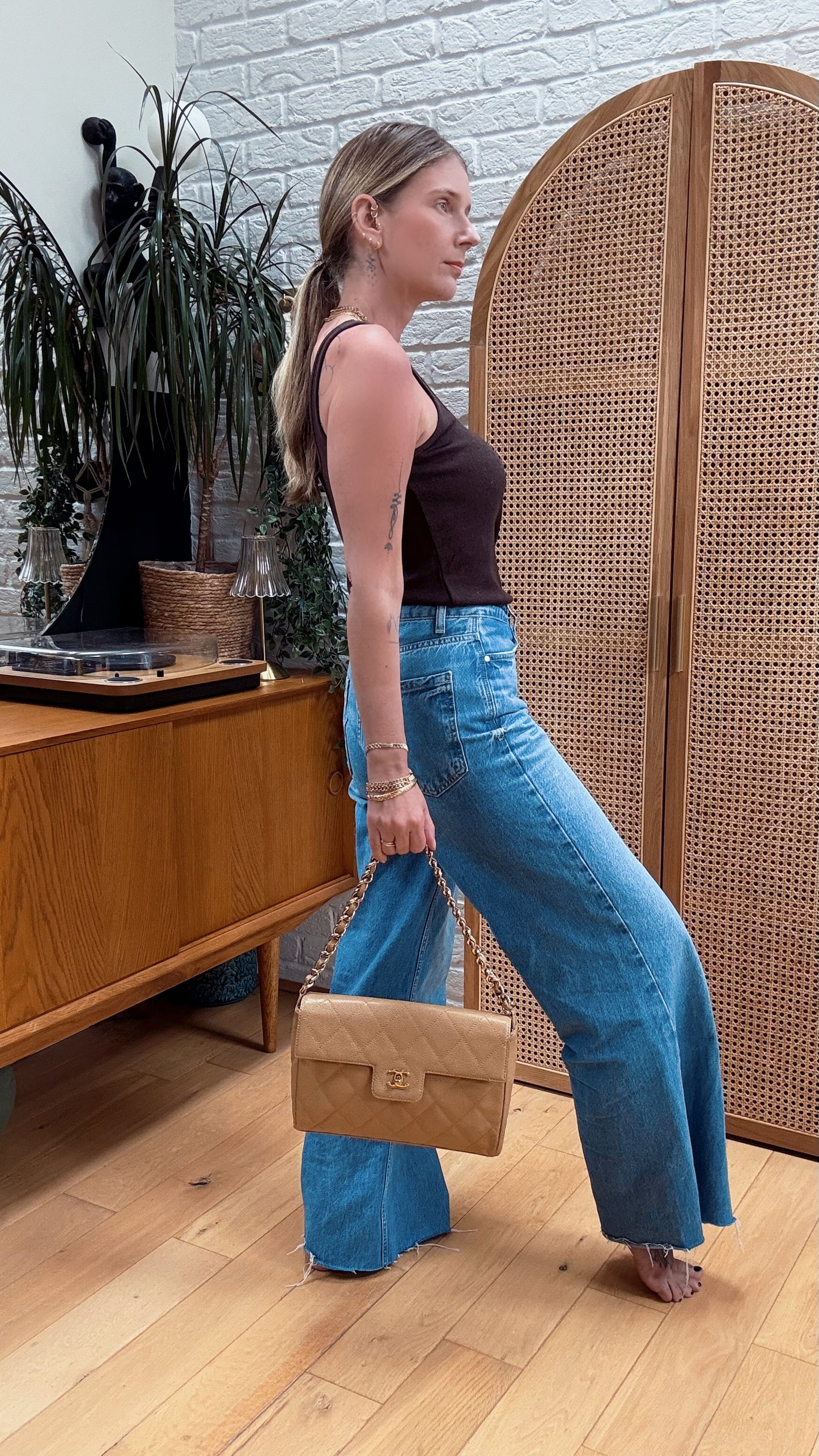 Chanel 1991 Very Rare Dark Beige Caviar Single Flap