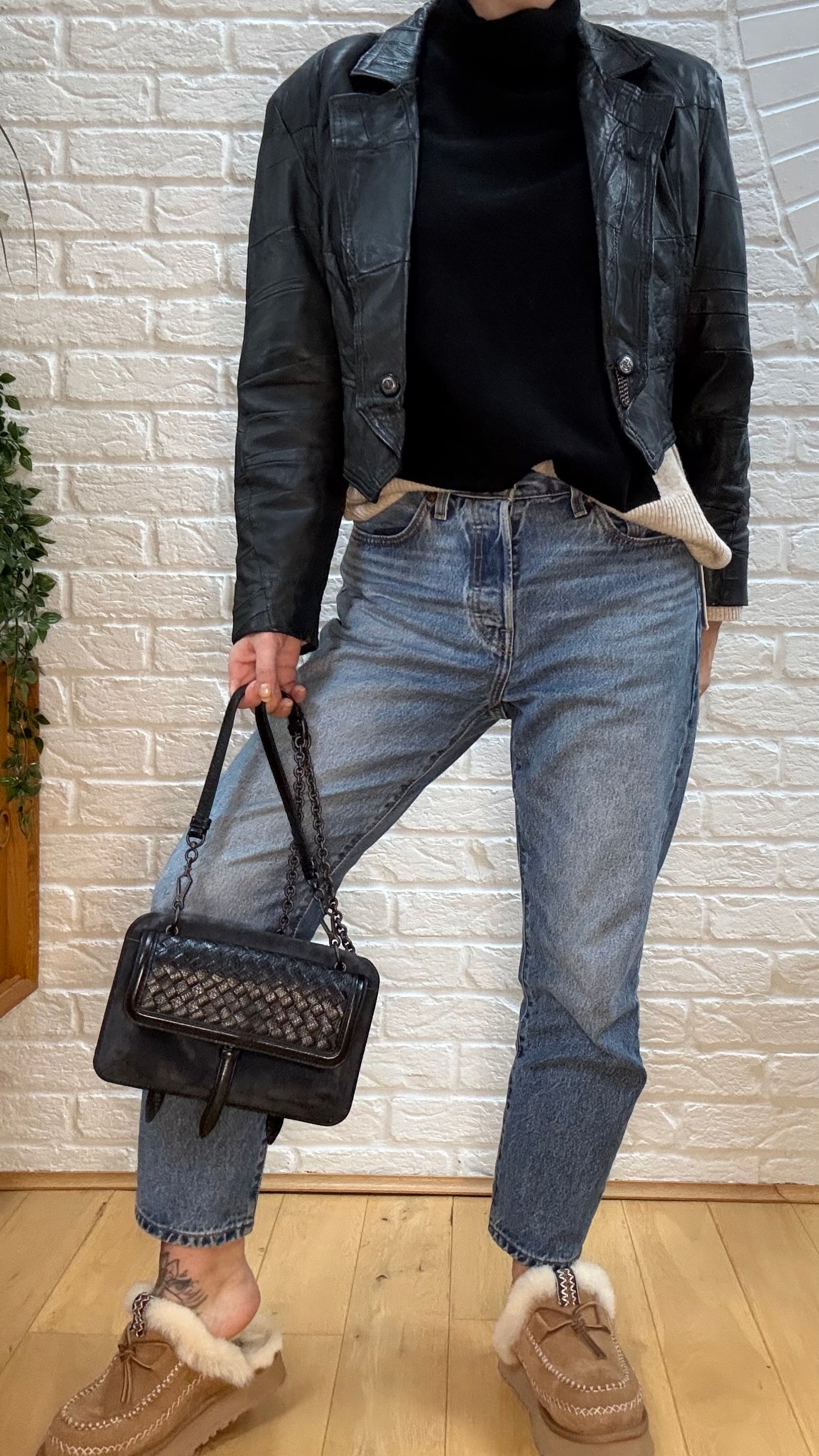 Bottega Veneta Intrecciato Leather and Suede Double Sided Shoulder Bag