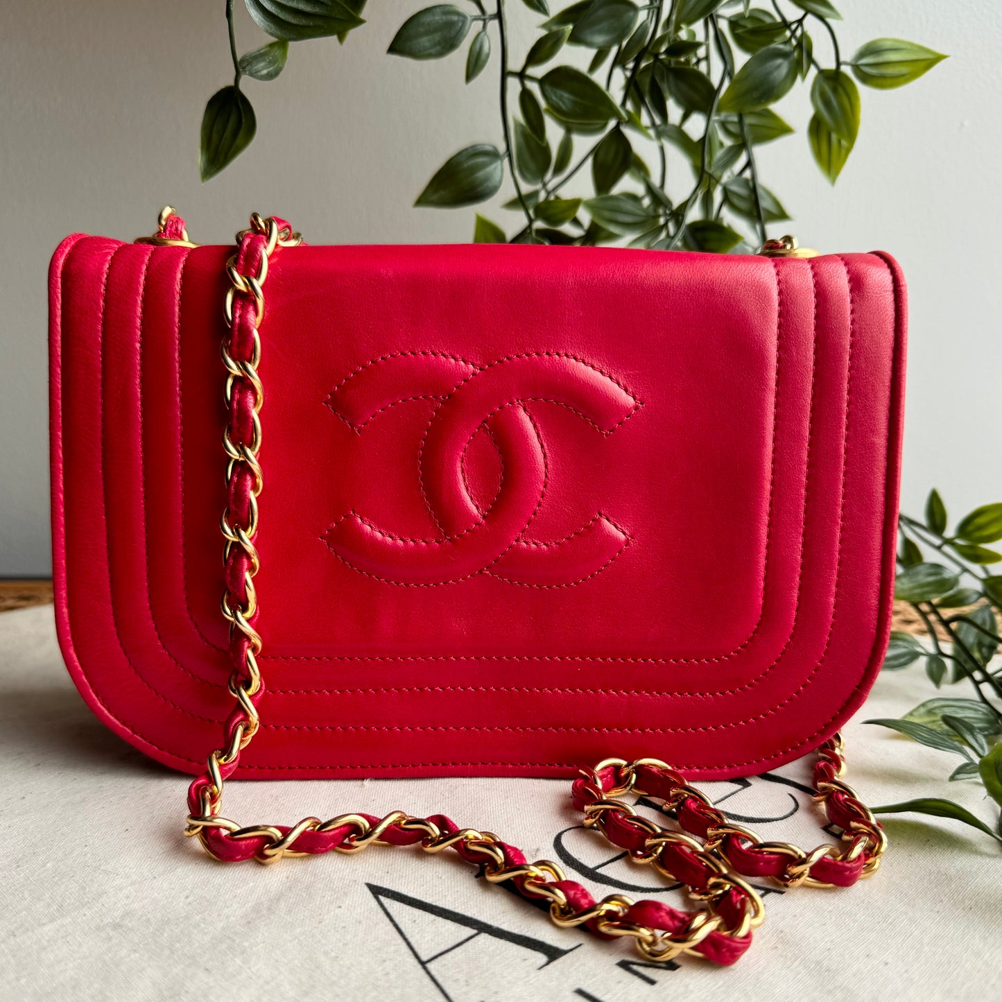 Chanel 1986 Red CC Quilted Full Flap
