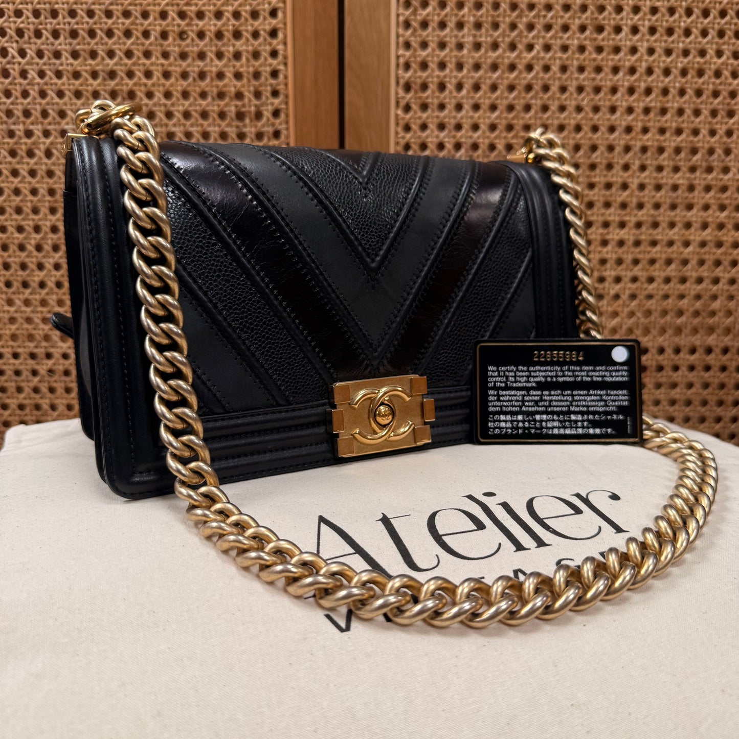 Chanel Rare 2016 Black Le Boy in Caviar mix