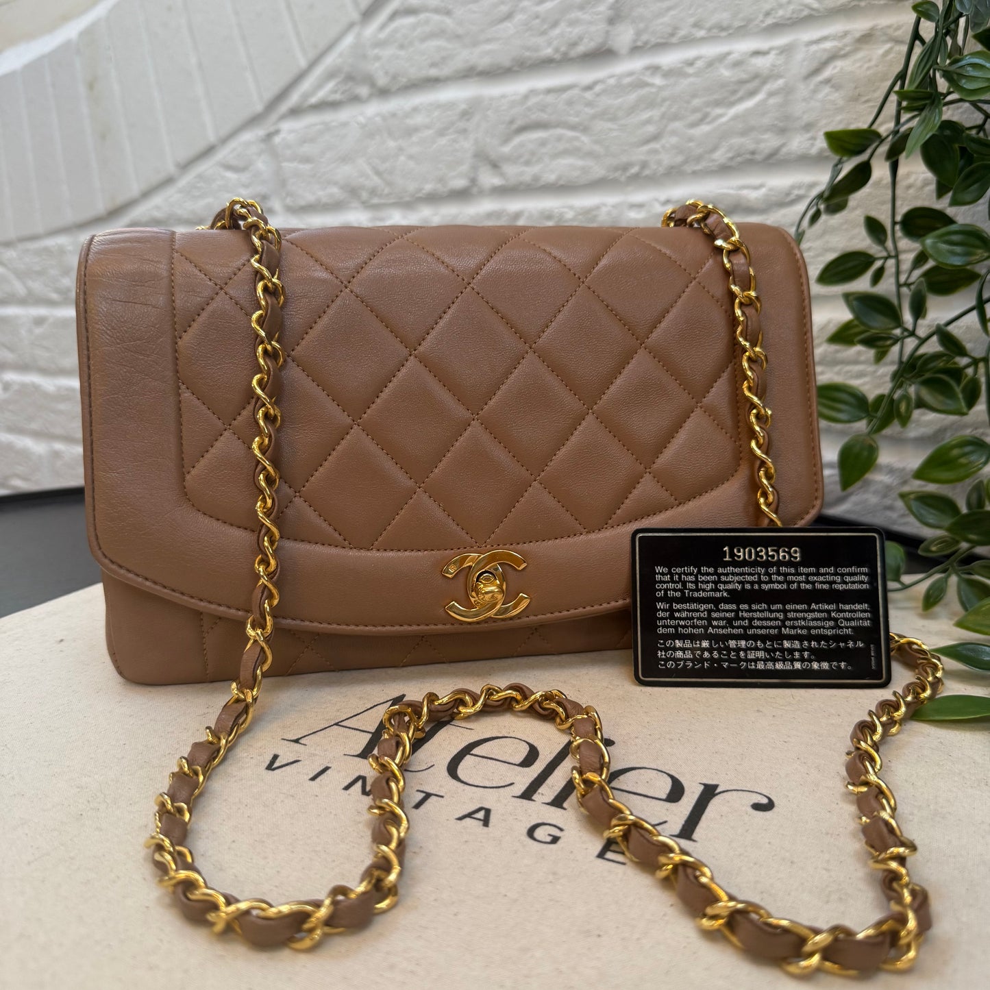 Chanel 1989 very rare Diana Medium in dark beige caramel