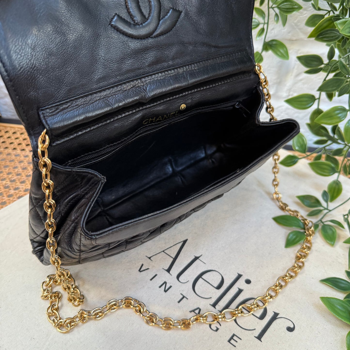 Chanel Rare 1970s CC Button Quilted Flap