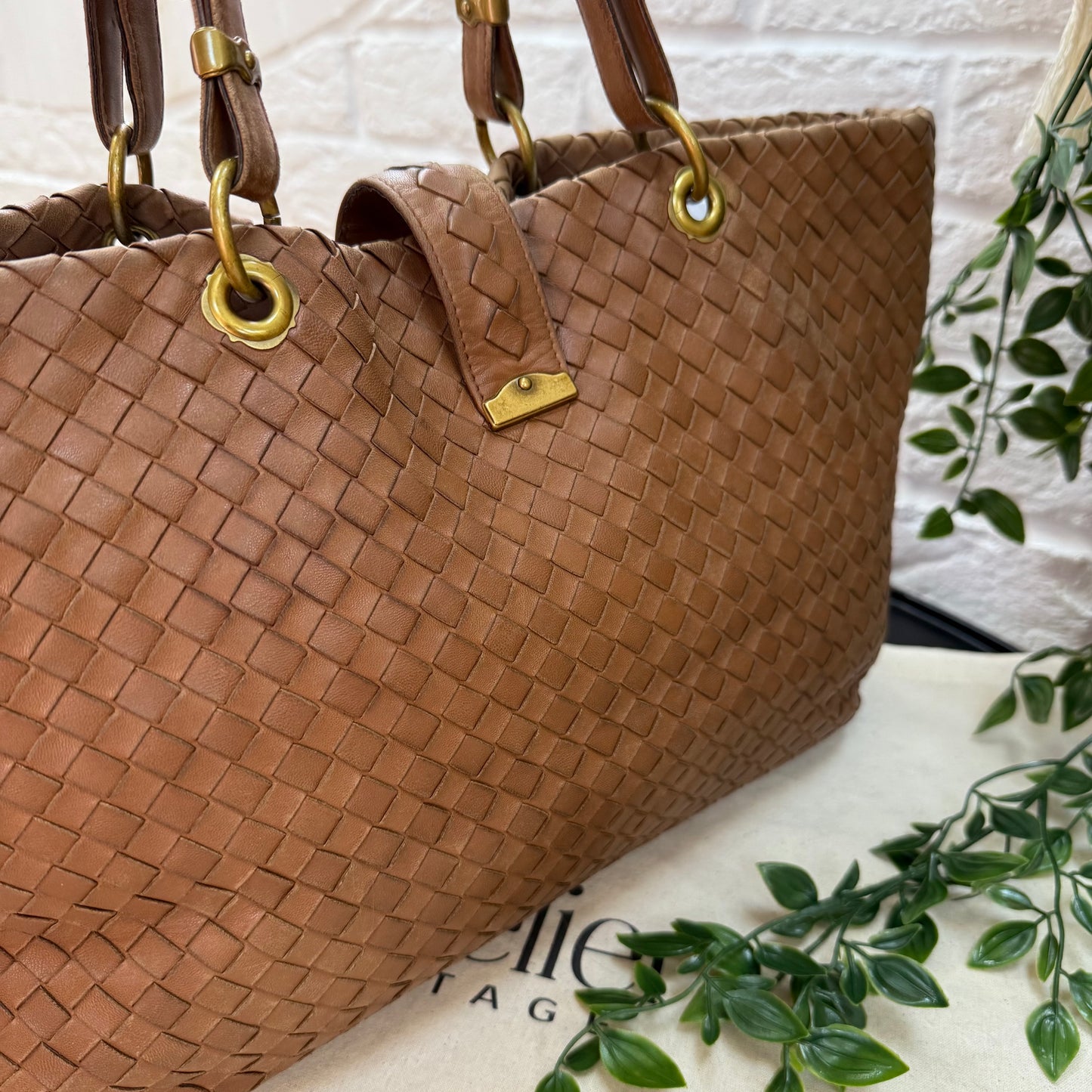 Bottega Veneta 1990s Tan Intrecciato Tote