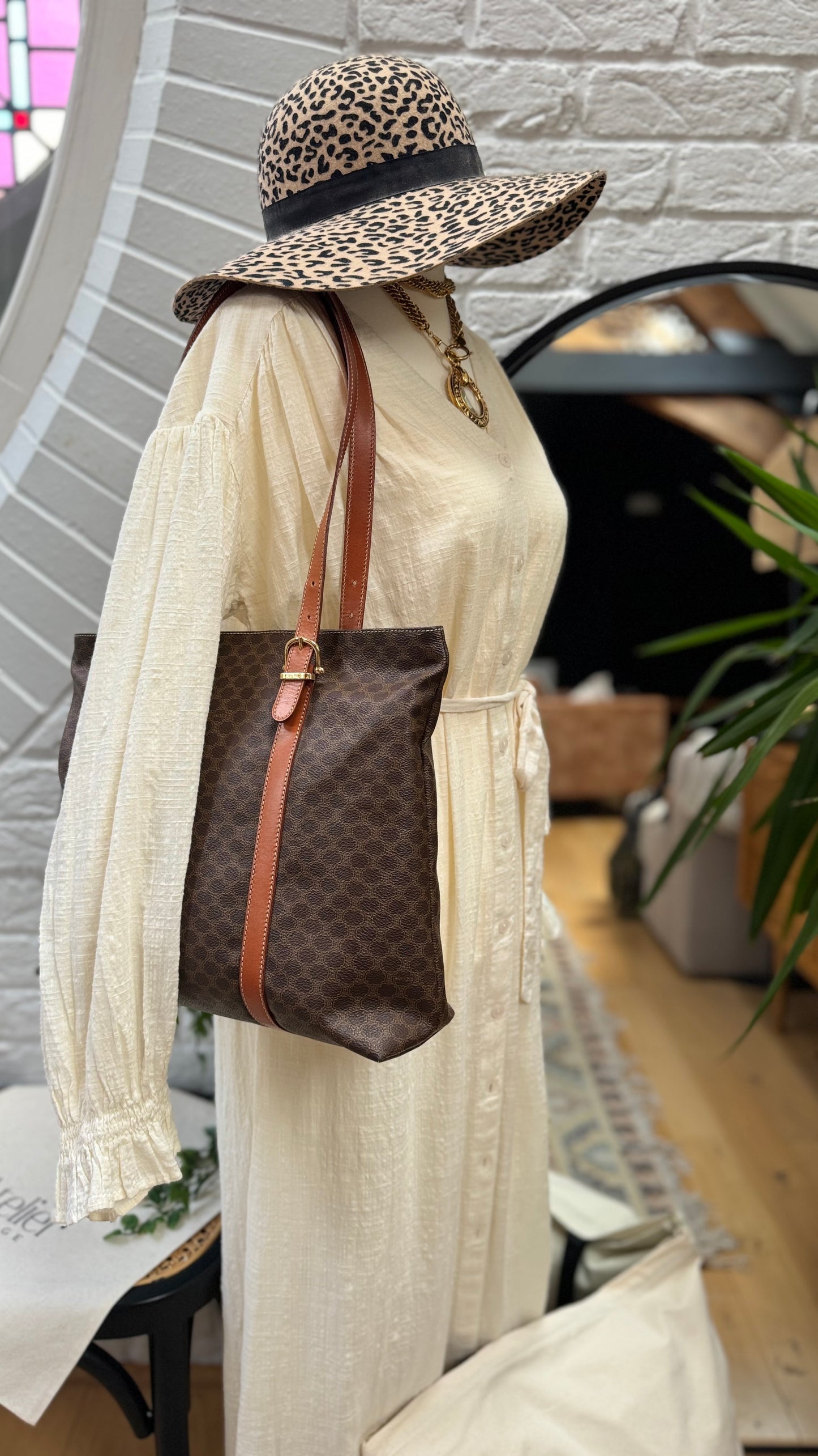 Celine Macadam Zip Top Tote Bag