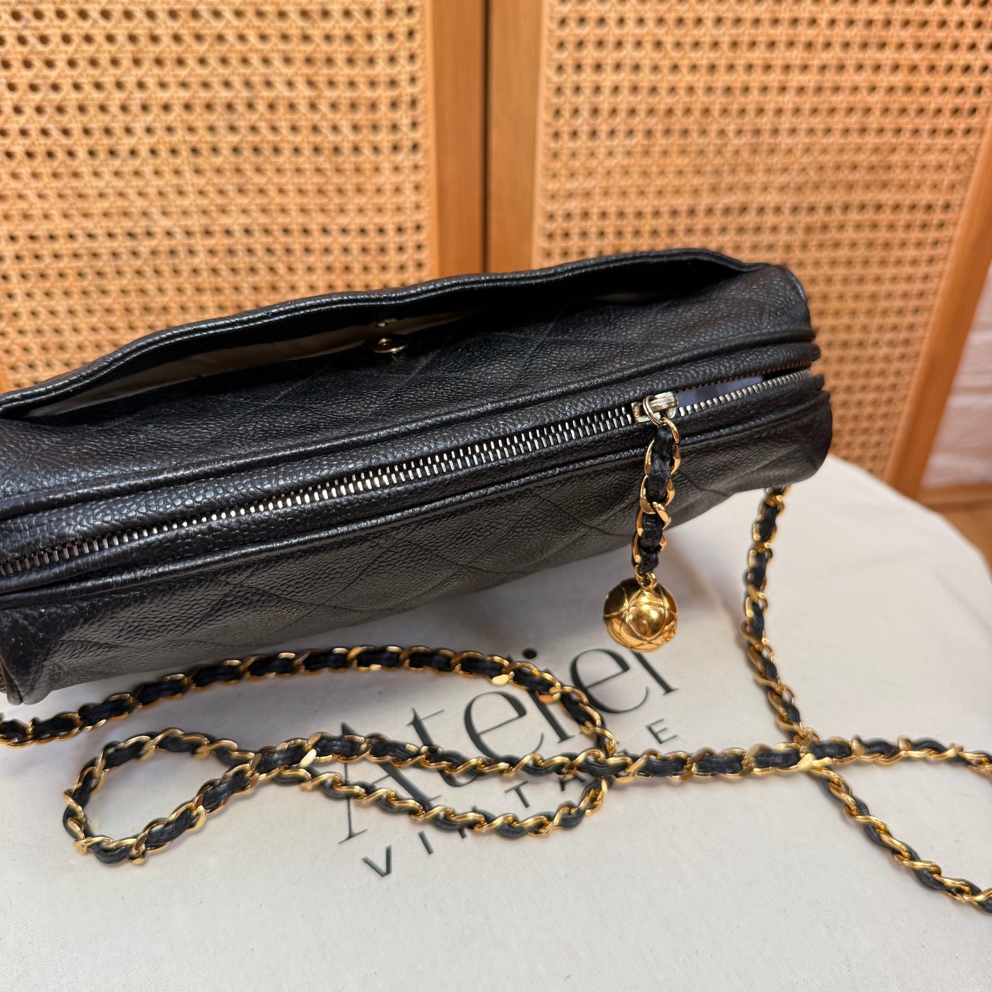 Chanel 1994 Rare Caviar Camera Bag with CC Charm