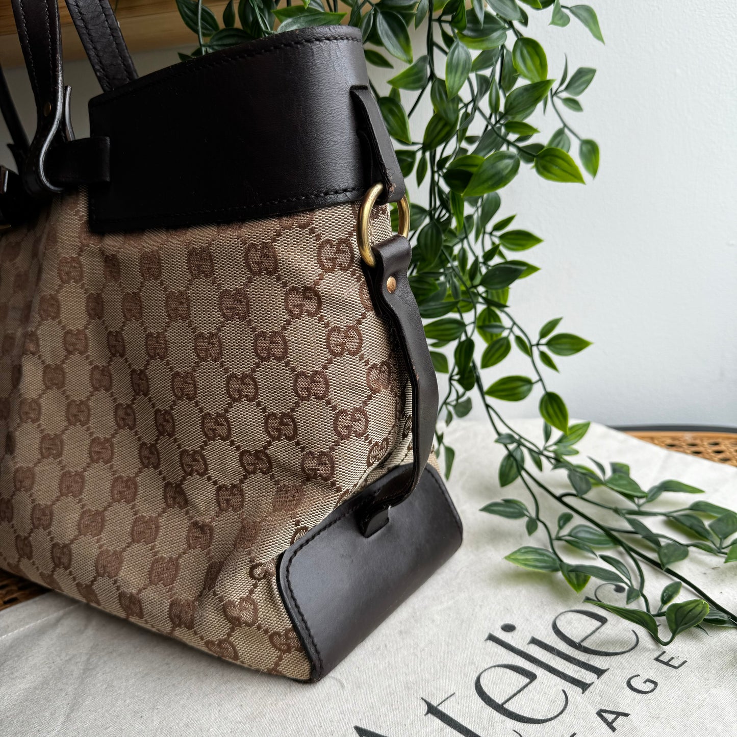 Gucci Supreme Canvas and Leather Tote