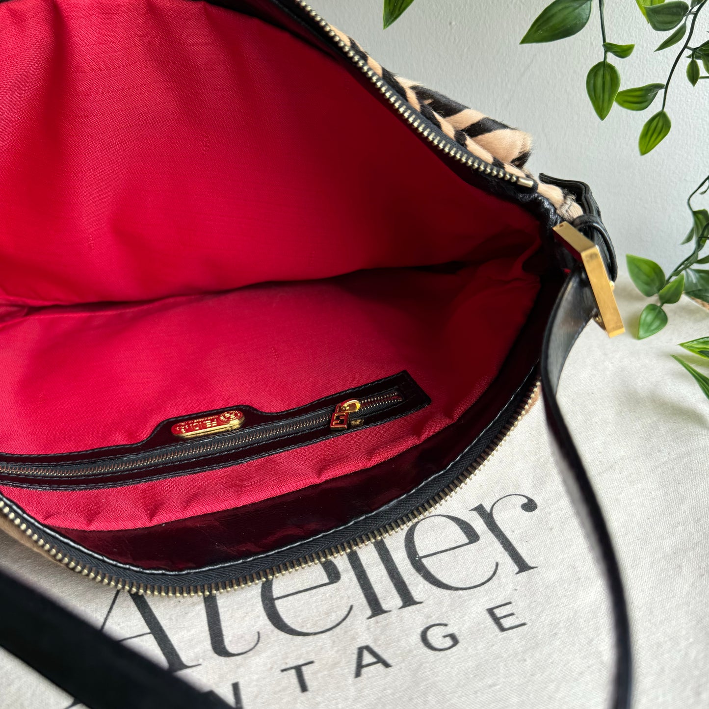 Rare Fendi Zebra Pony Hair Baguette Tote