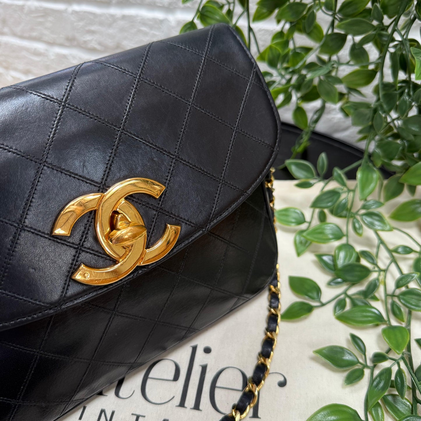 Chanel Jumbo CC Clasp Black Lambskin Cross Body