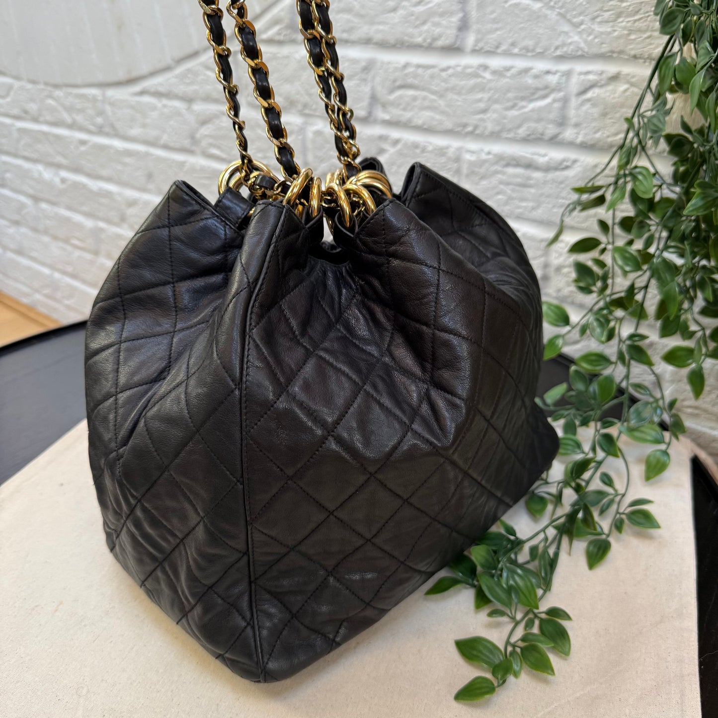 Chanel 1991 deep quilted limited edition CC ring Bucket Bag