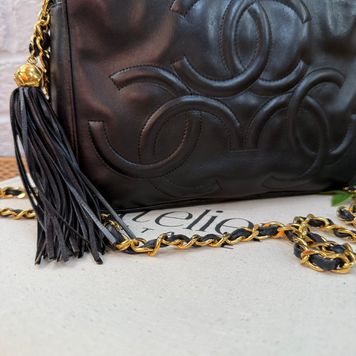 Chanel Rare 1991 Triple CC Lambskin Tassel Camera Bag