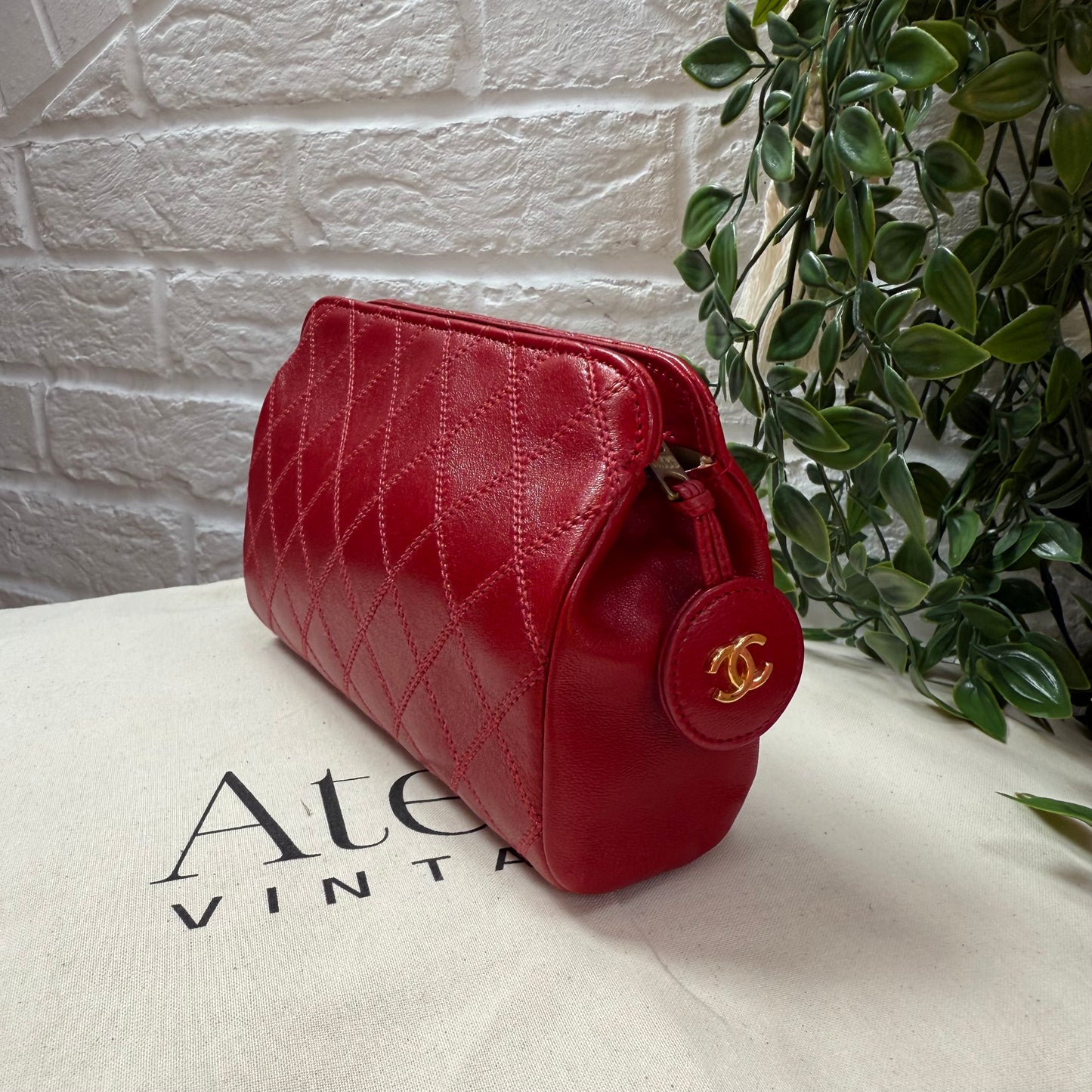 Chanel 1989 Quilted Pouch with CC Charm zip pull