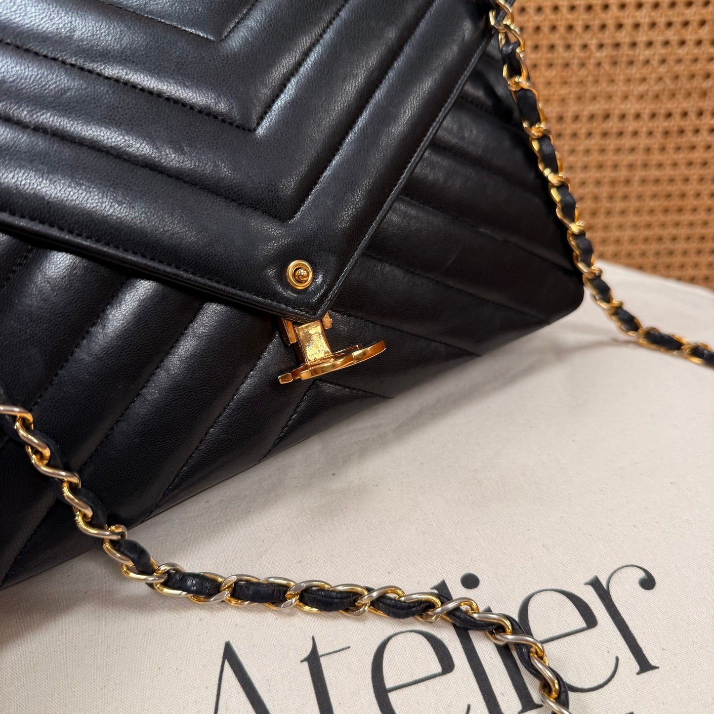 Chanel 1986 1986 Chevron Quilted Envelope Single Flap