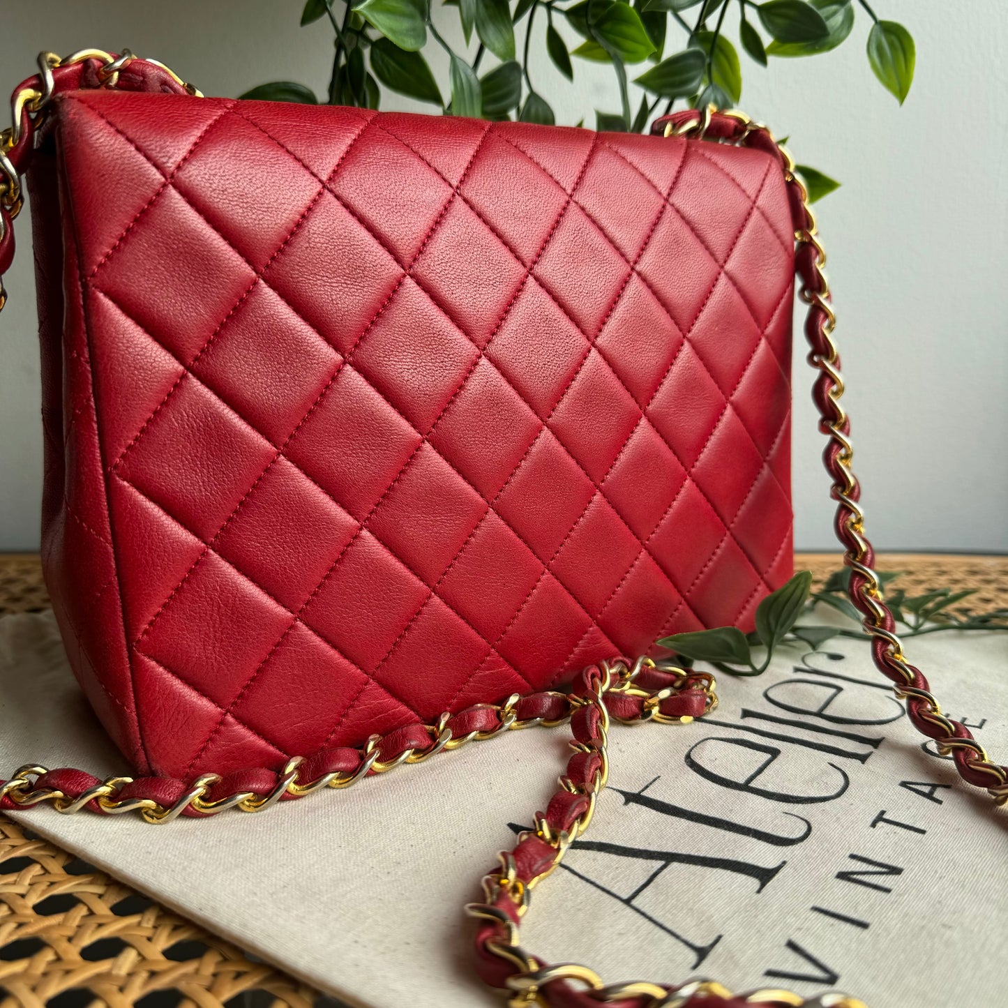 Chanel 1989 Red Classic Square Single Flap Medium