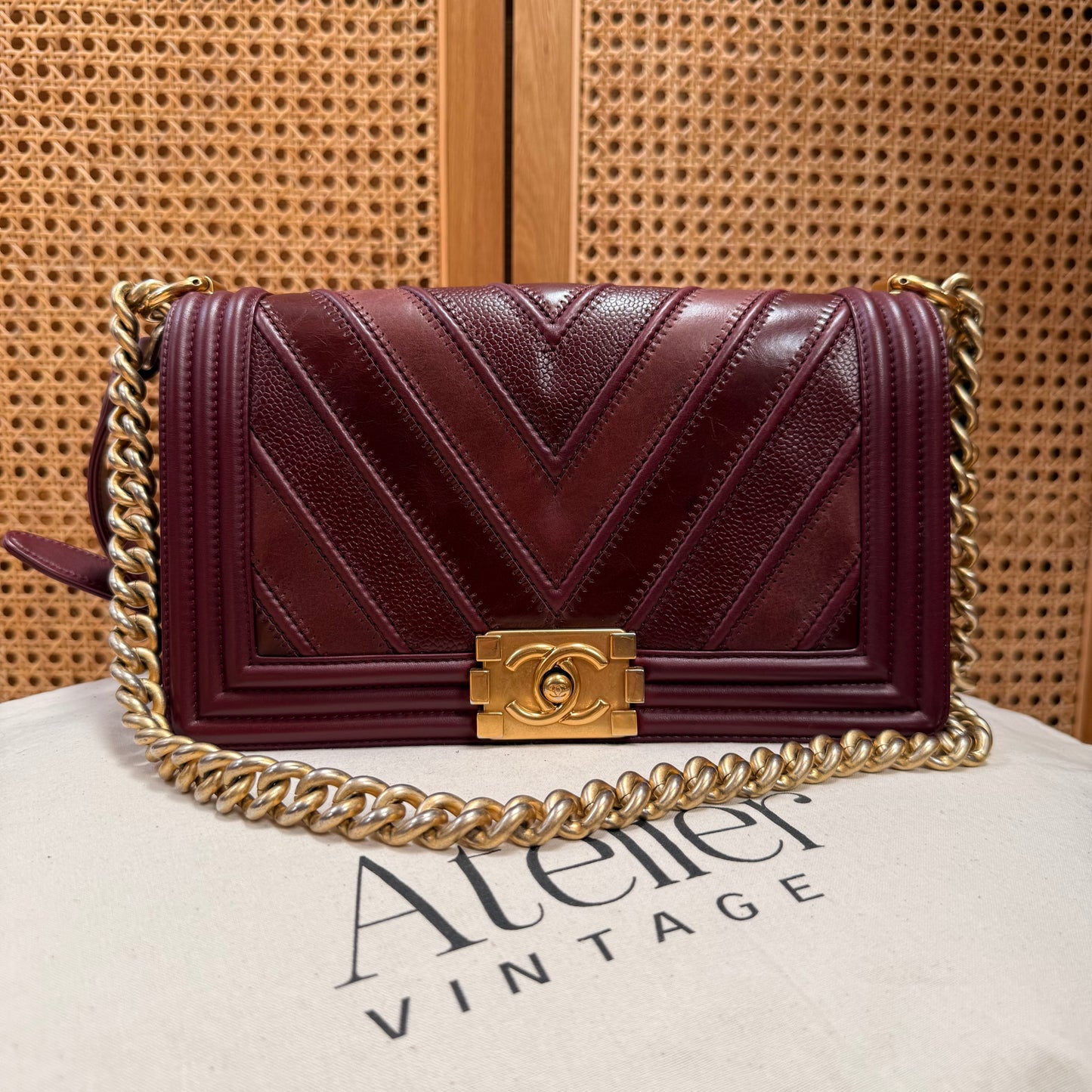 Chanel Rare 2016 Bordeaux Le Boy in Caviar mix