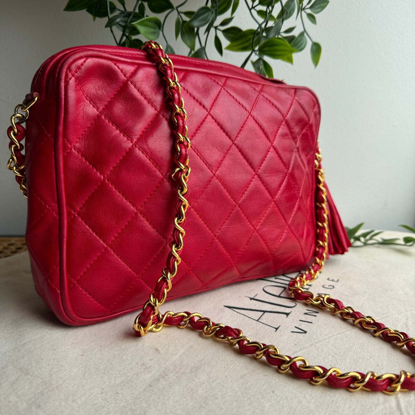 Chanel 1986 Red Vintage Tassel Camera Bag