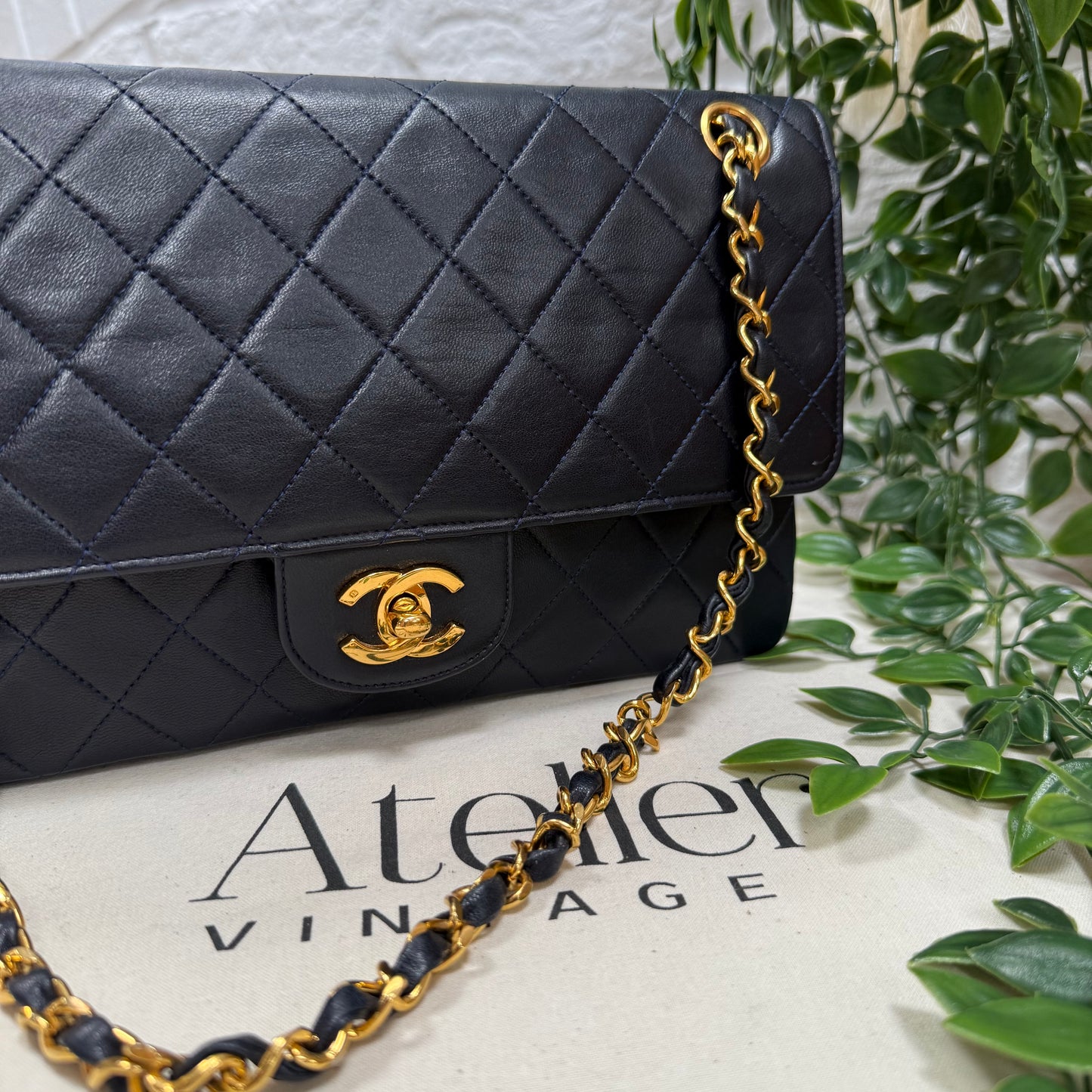 Chanel 1986 Navy Double Flap Medium