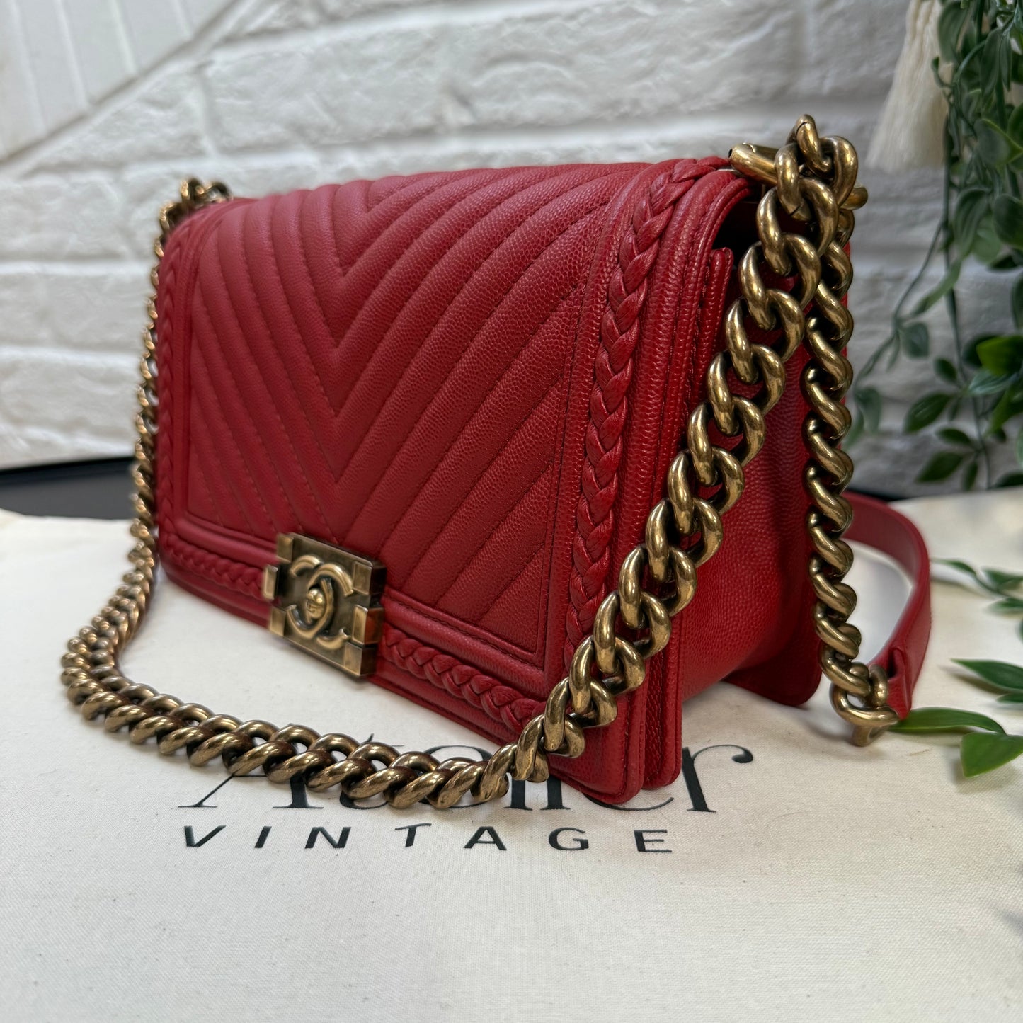 Chanel 2018 Rare Le Boy Caviar Leather Chevron & Braided Trim