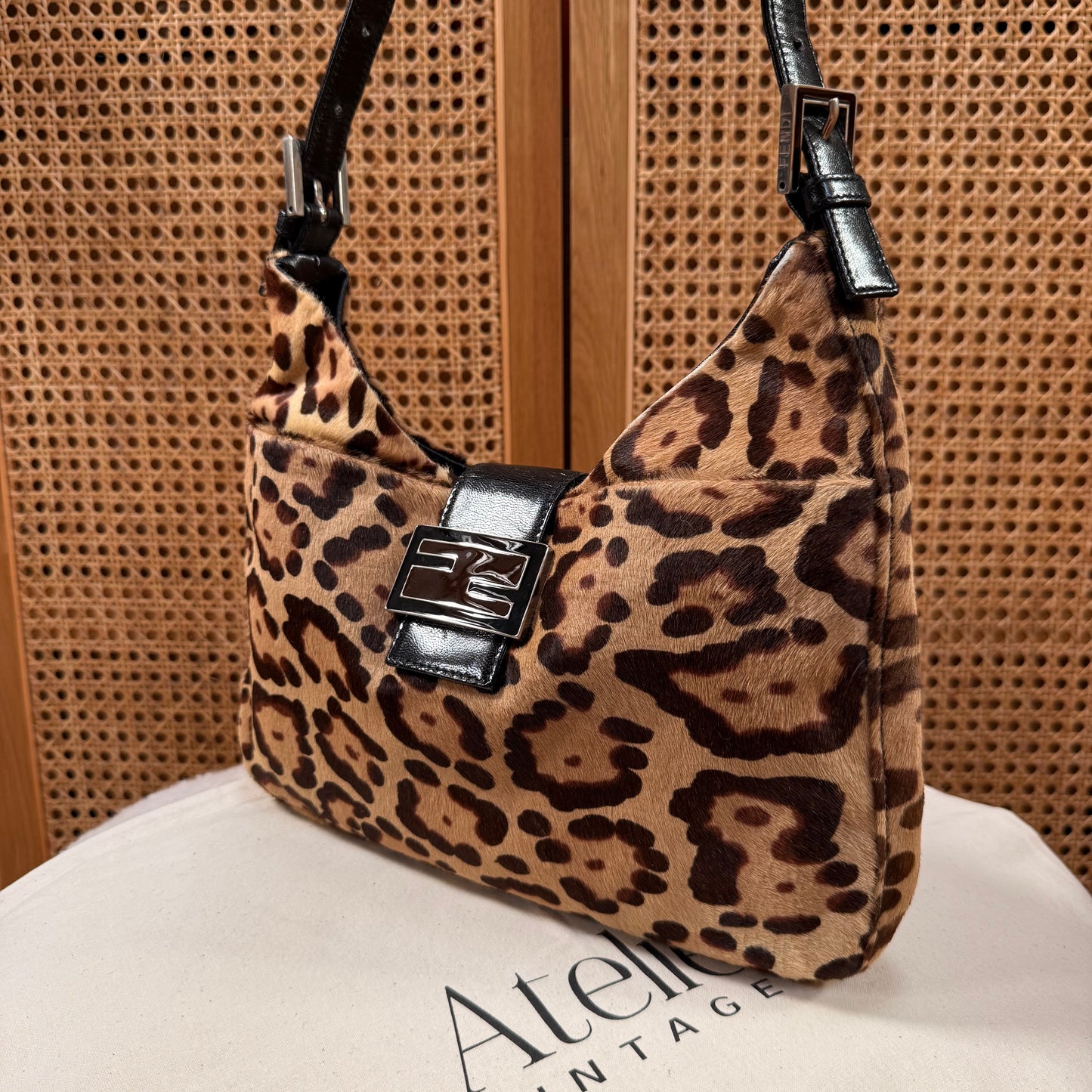 Fendi 2002 Mamma Baguette Leopard Tote - Limited Edition Pony Hair & Enamel Closure
