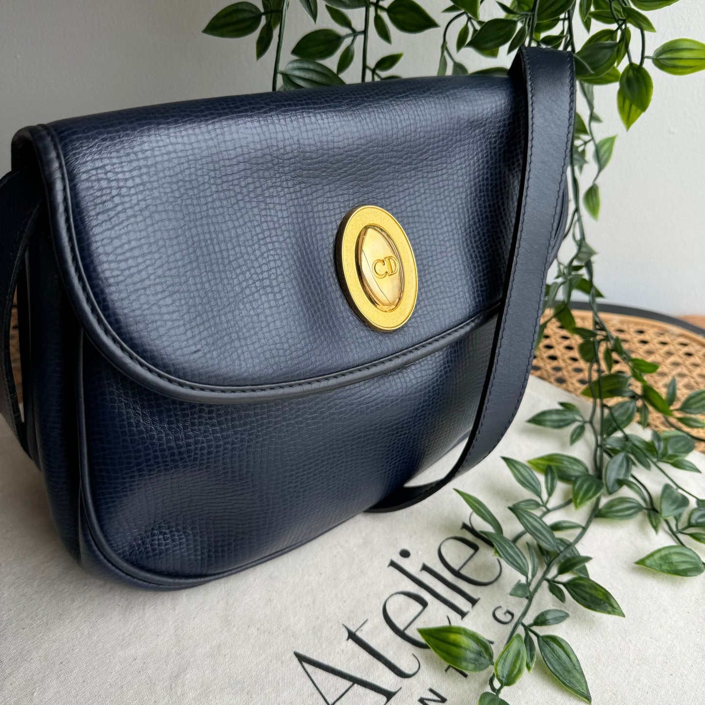 Dior 1980s Navy CD Closure Two Way Bag