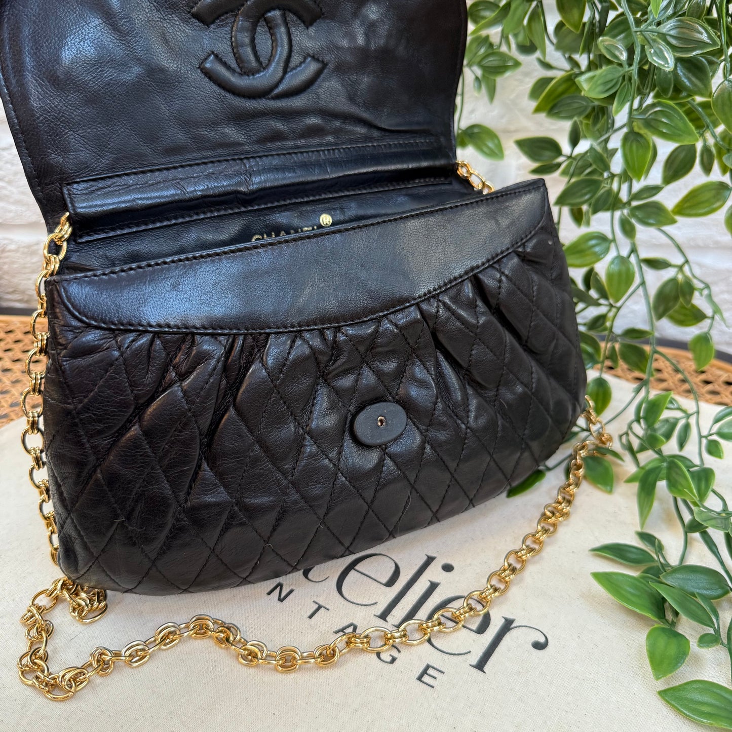 Chanel Rare 1970s CC Button Quilted Flap
