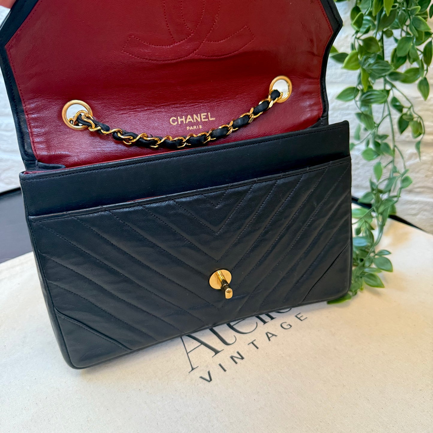 Chanel Early 1980s Chevron Envelope Single Flap