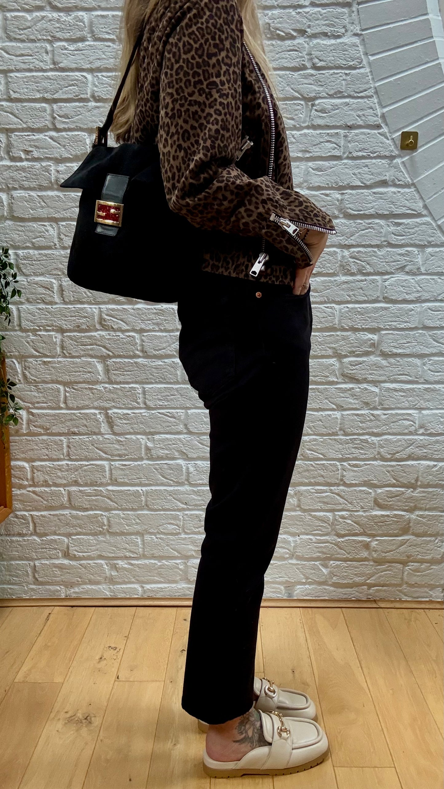 Fendi 1990s Suede & Gold Mamma Baguette Tote