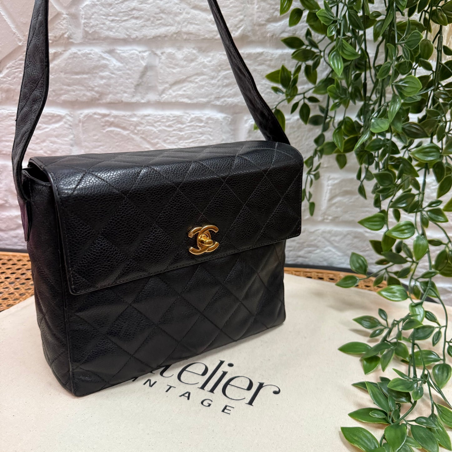 Chanel Collectors Piece 1994 Caviar Cross Body Box Bag with Vanity Mirror