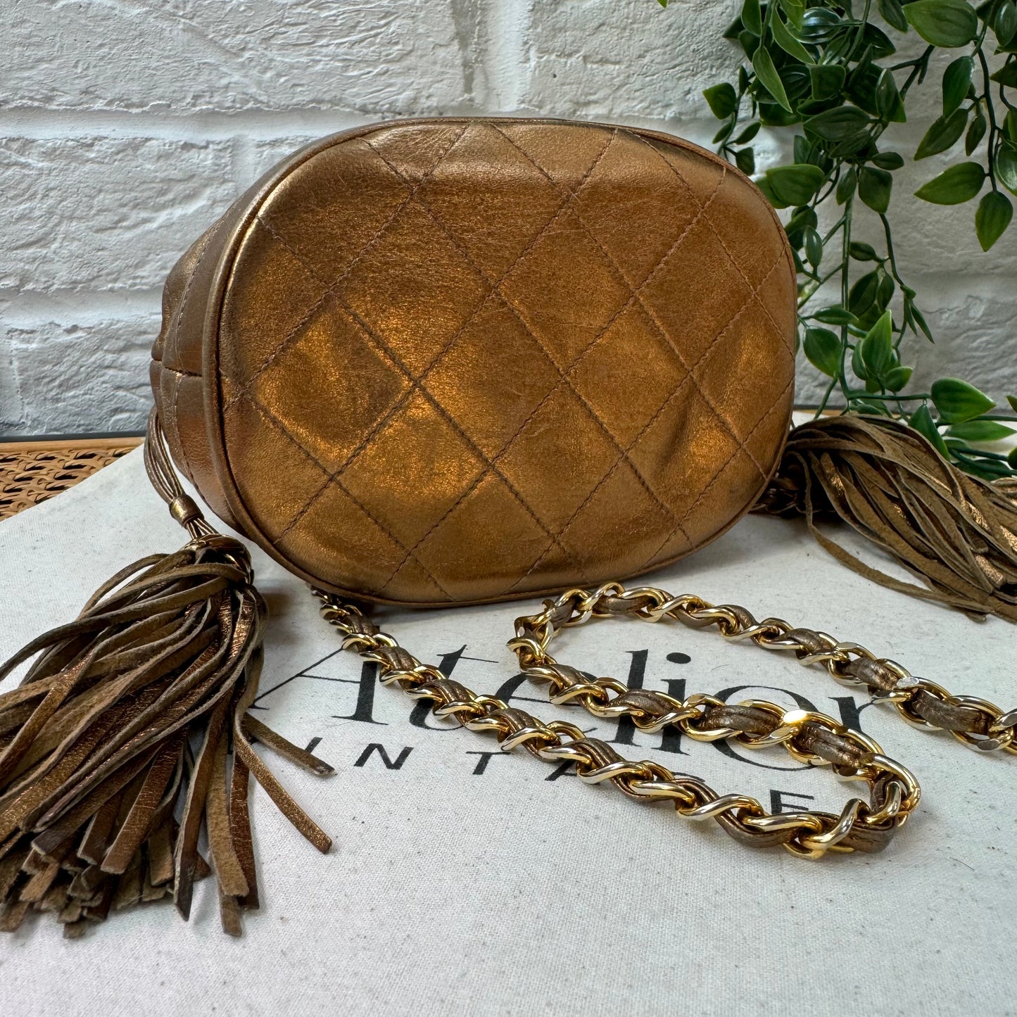 Chanel 1989 Aged Gold Tassel Bucket Bag