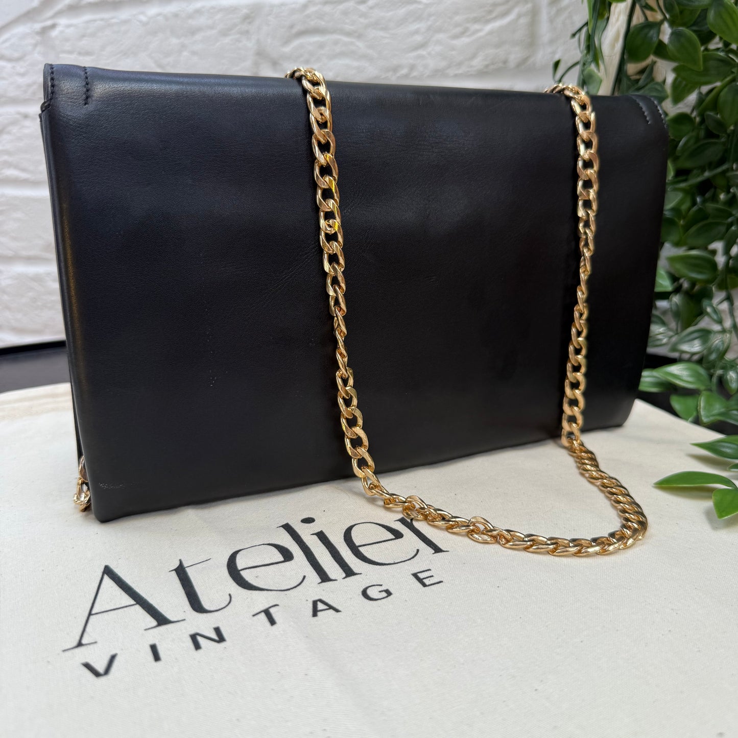 Celine 1980s Celine Triomphe two way leather bag