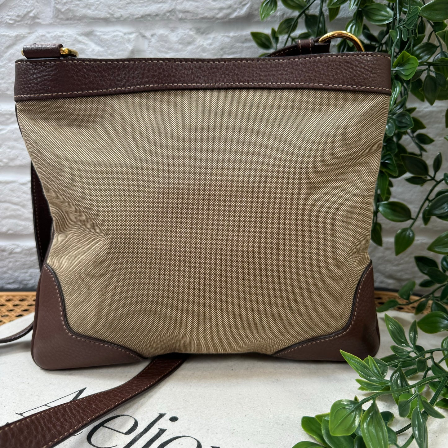 Prada Jacquard Brown/Beige Cross Body Messenger Bag