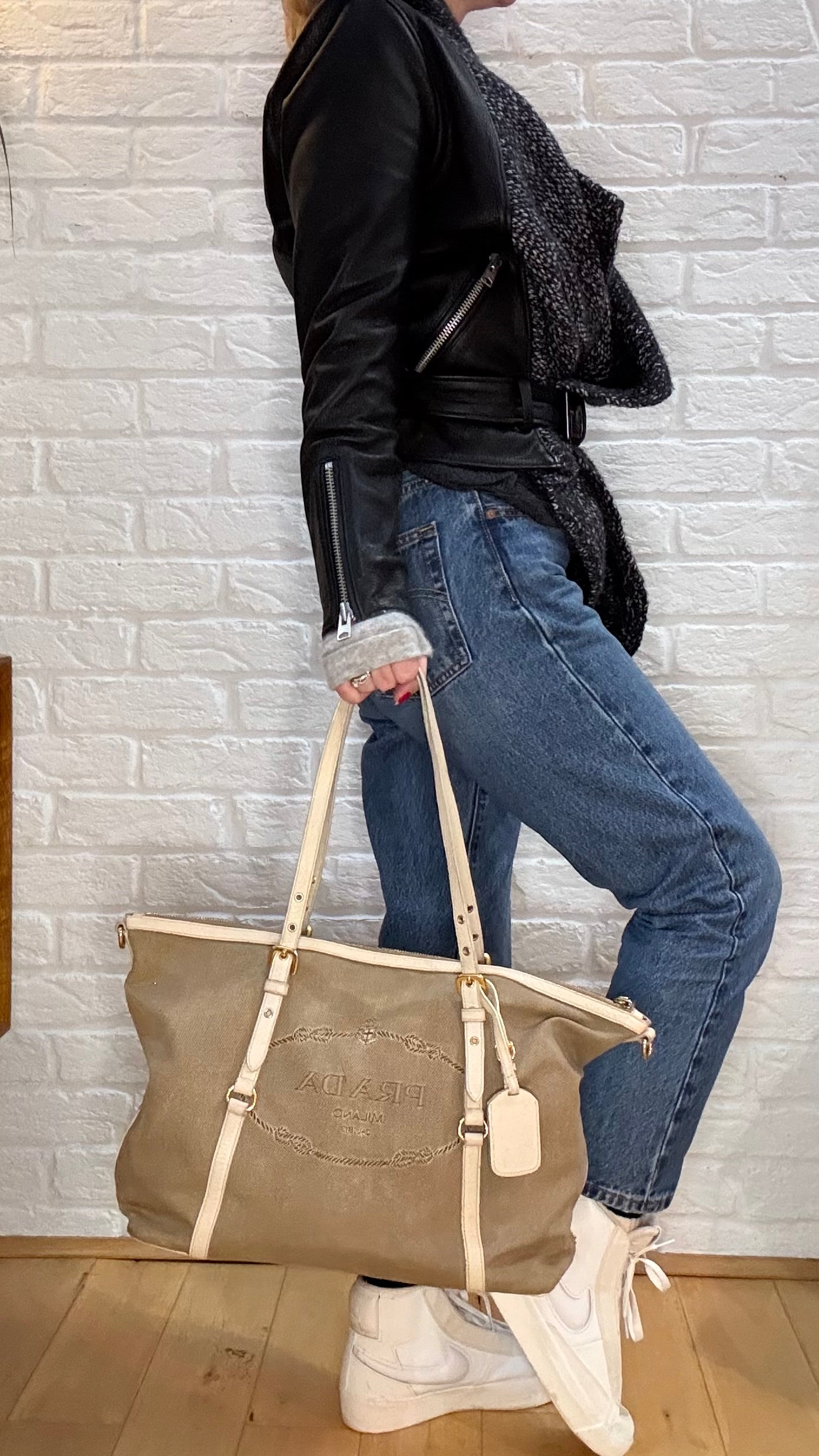 Prada Vintage Jacquard Canvas Tote