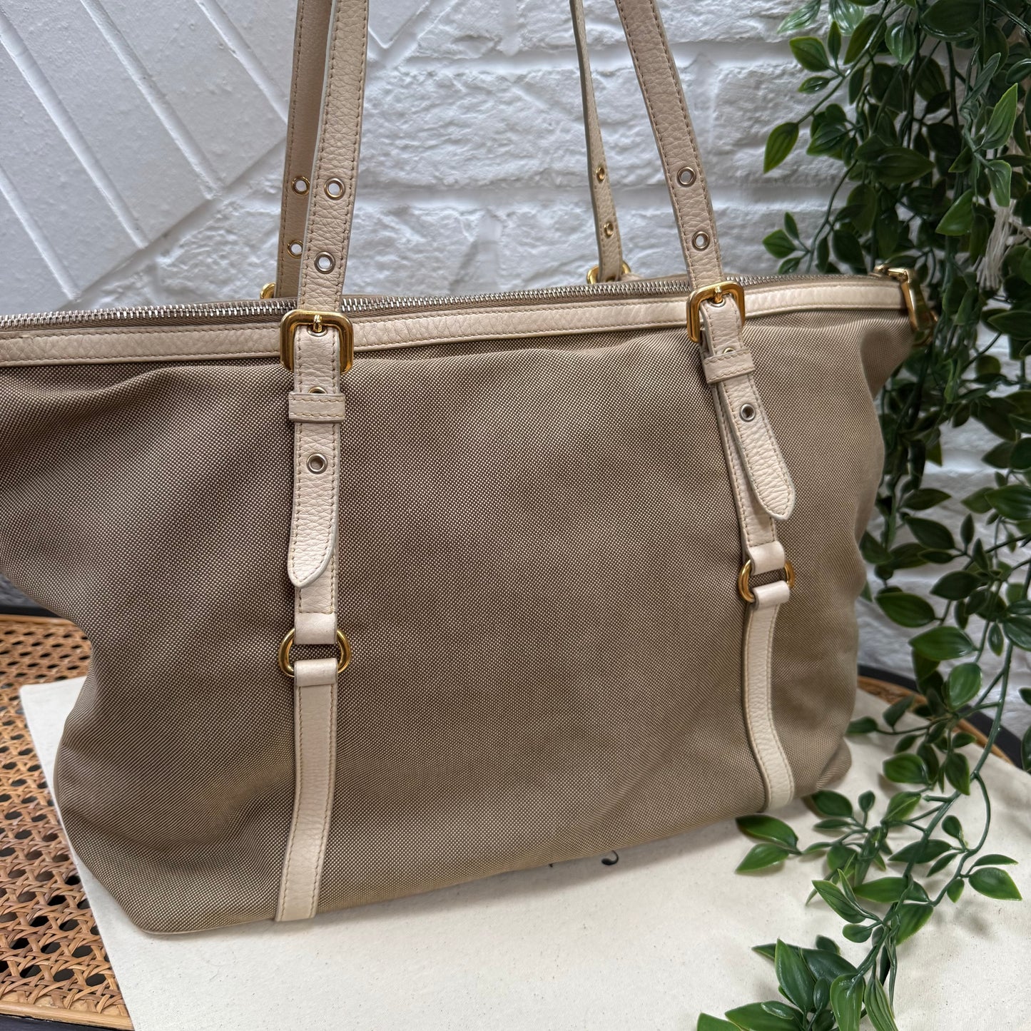 Prada Vintage Jacquard Canvas Tote