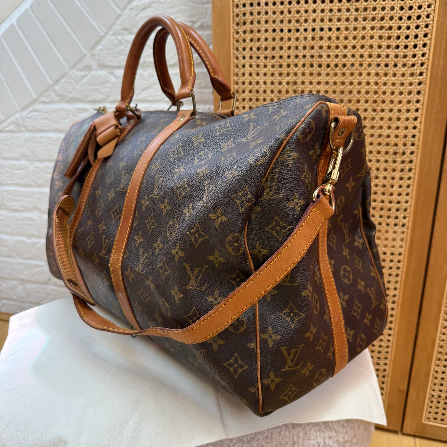 Louis Vuitton 1987 Keepall Bandoulier 50 with luggage tag & handle strap
