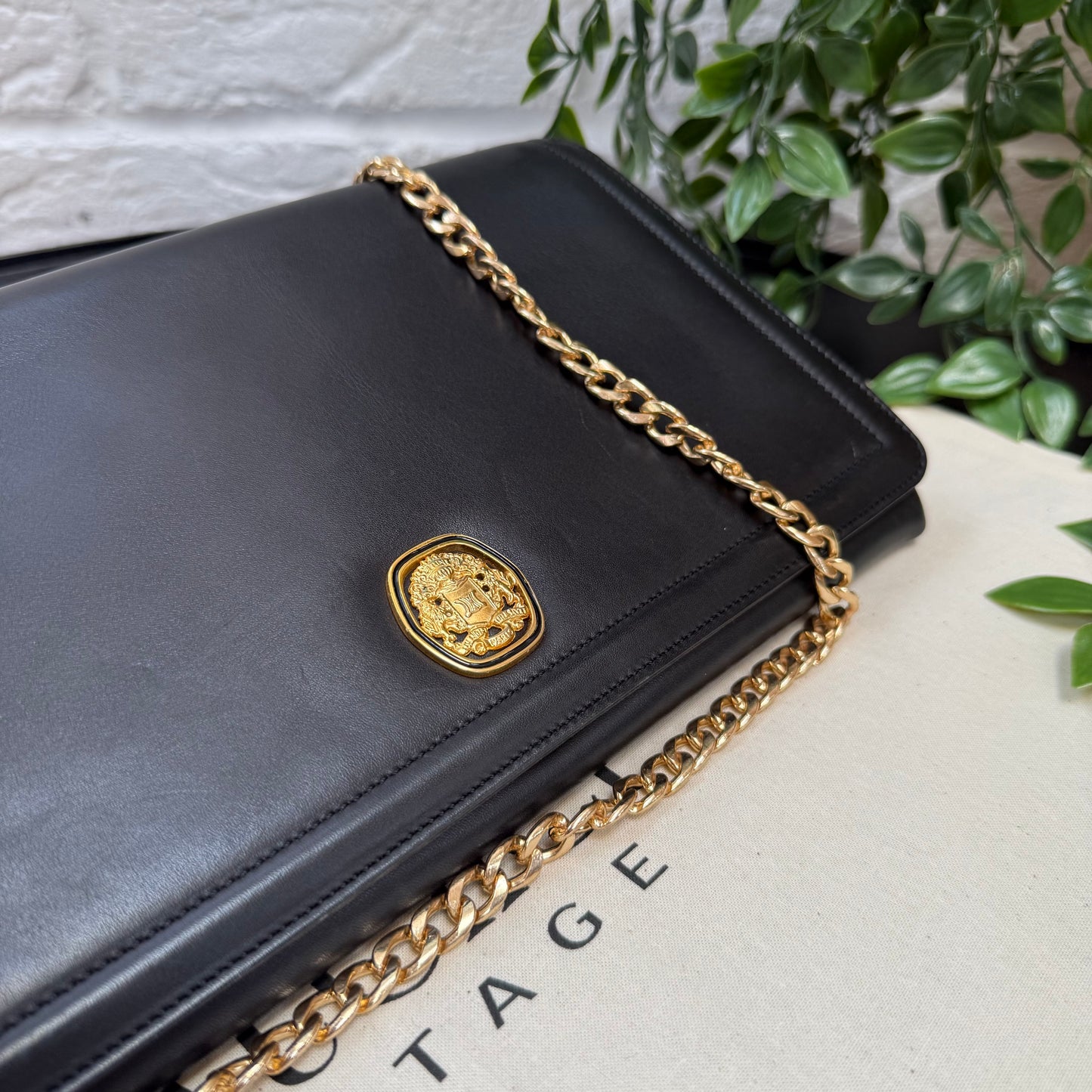 Celine 1980s Celine Triomphe two way leather bag
