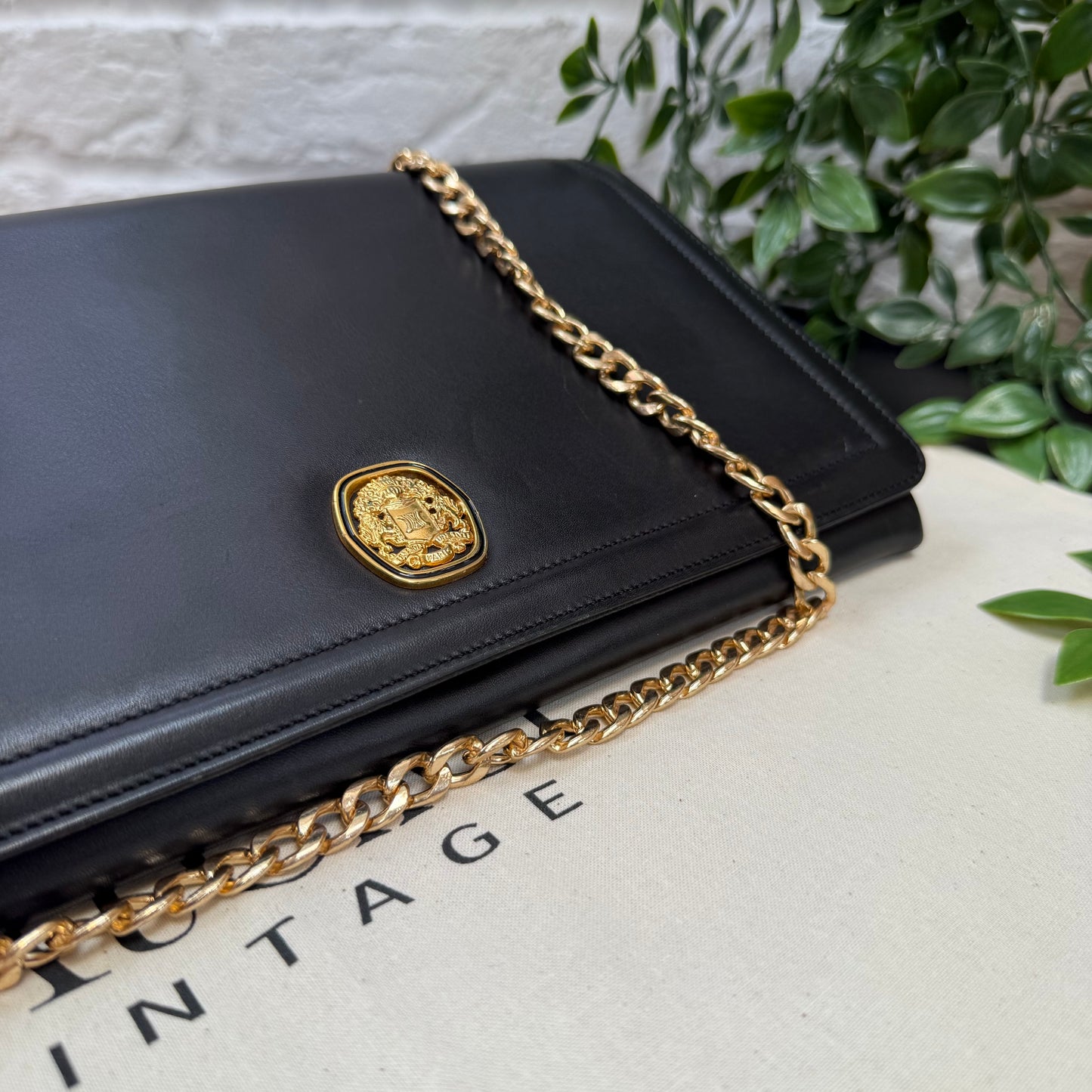 Celine 1980s Celine Triomphe two way leather bag