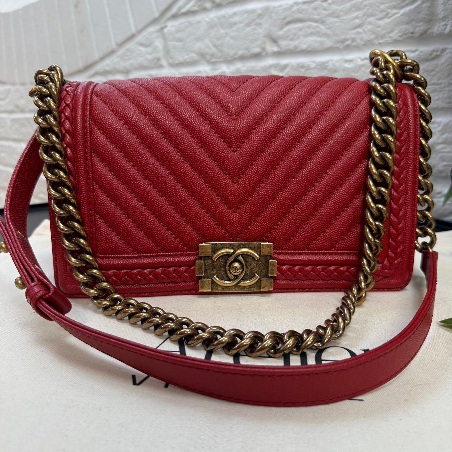 Chanel 2018 Rare Le Boy Caviar Leather Chevron & Braided Trim