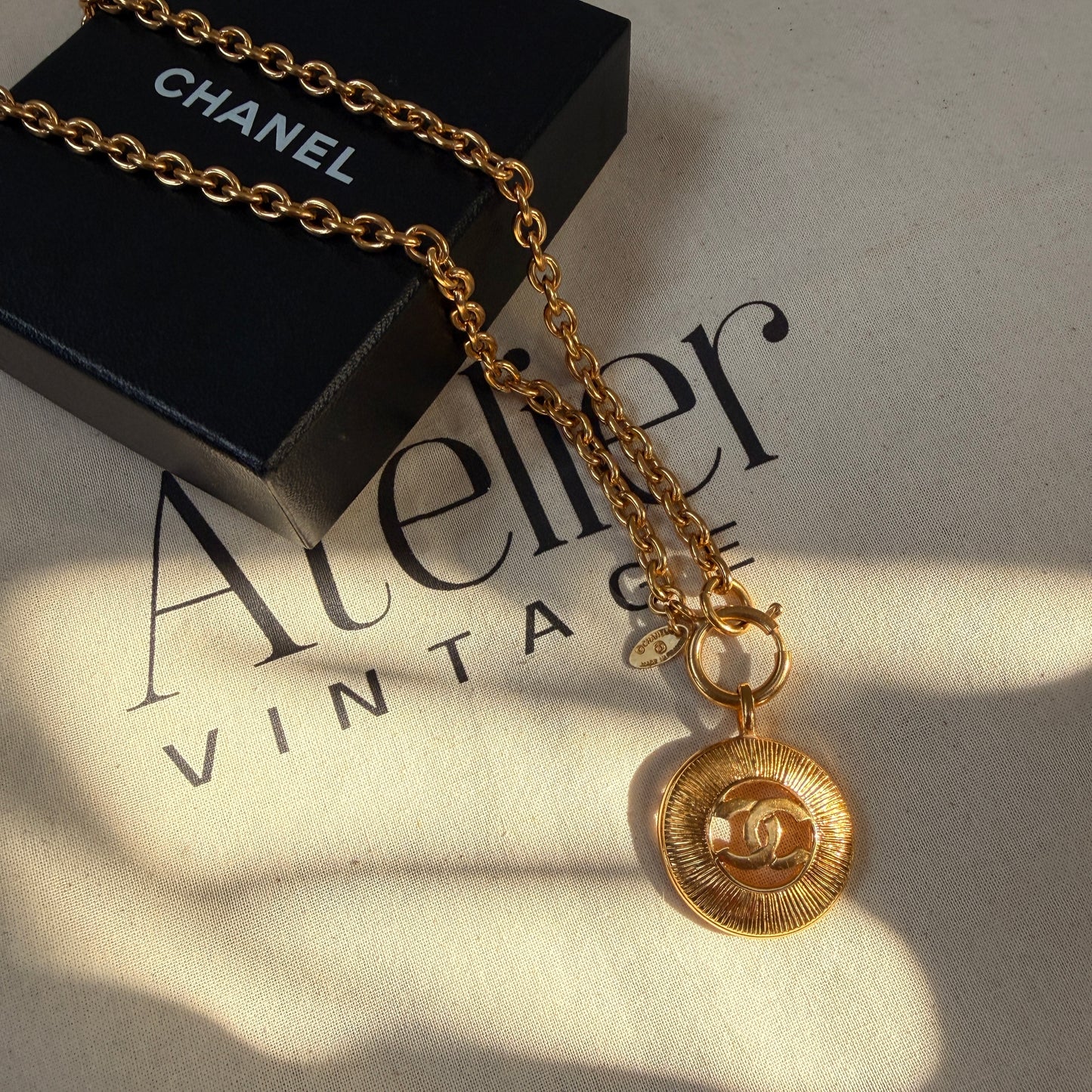 Chanel 1980s Vintage CC Pendant & Chain